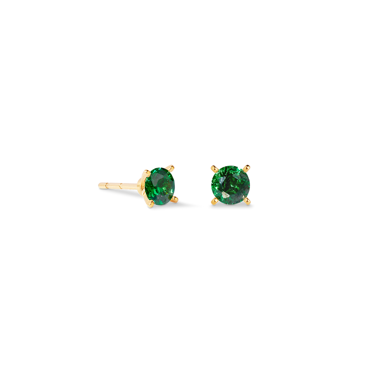 Stud earrings Glam Dot 5 mm gold-dark green