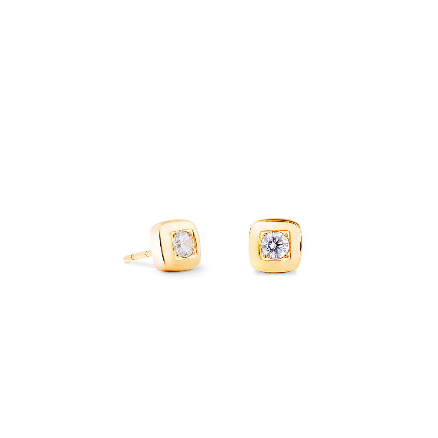 Stud earrings Small Soft Cube Glow gold