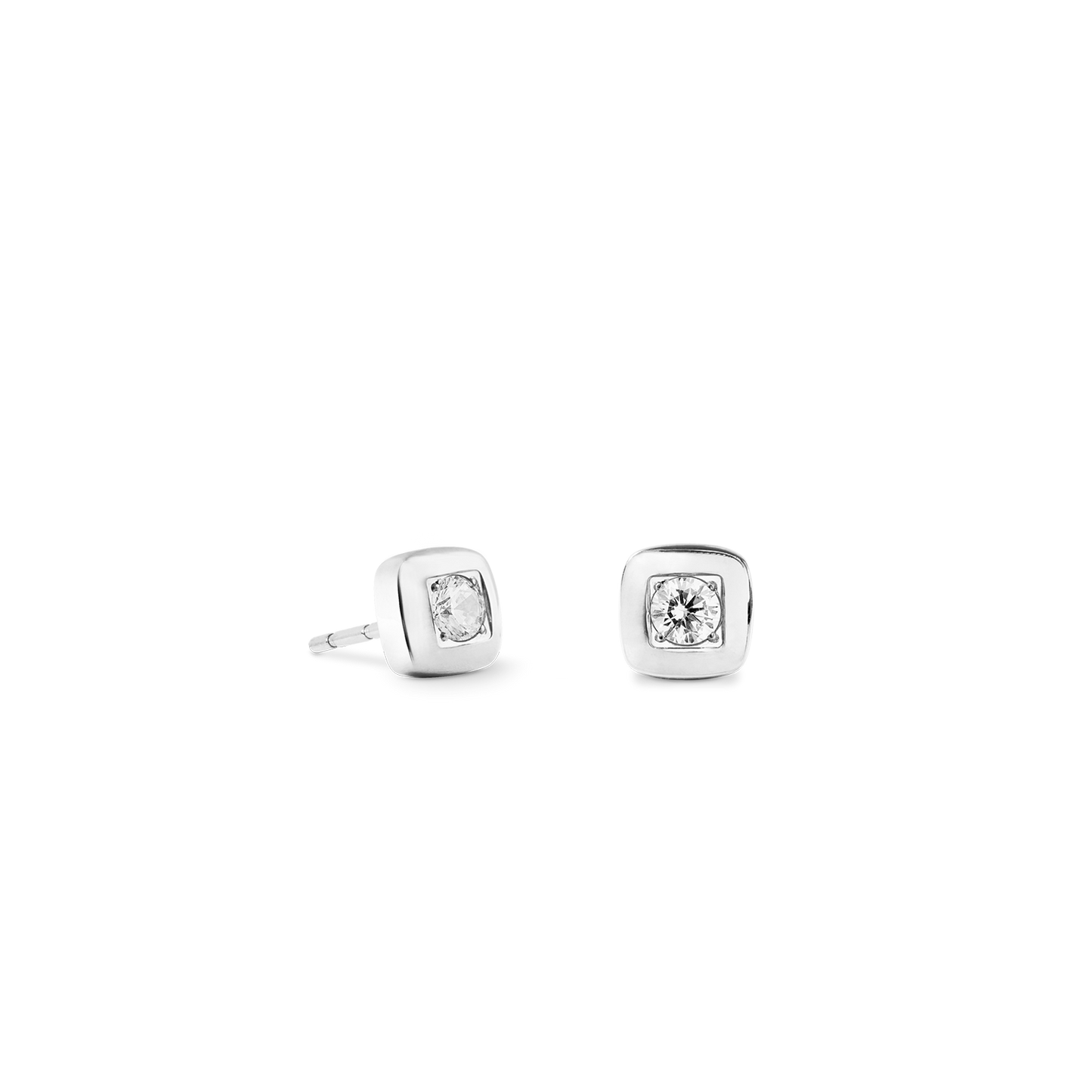 Stud earrings Small Soft Cube Glow silver