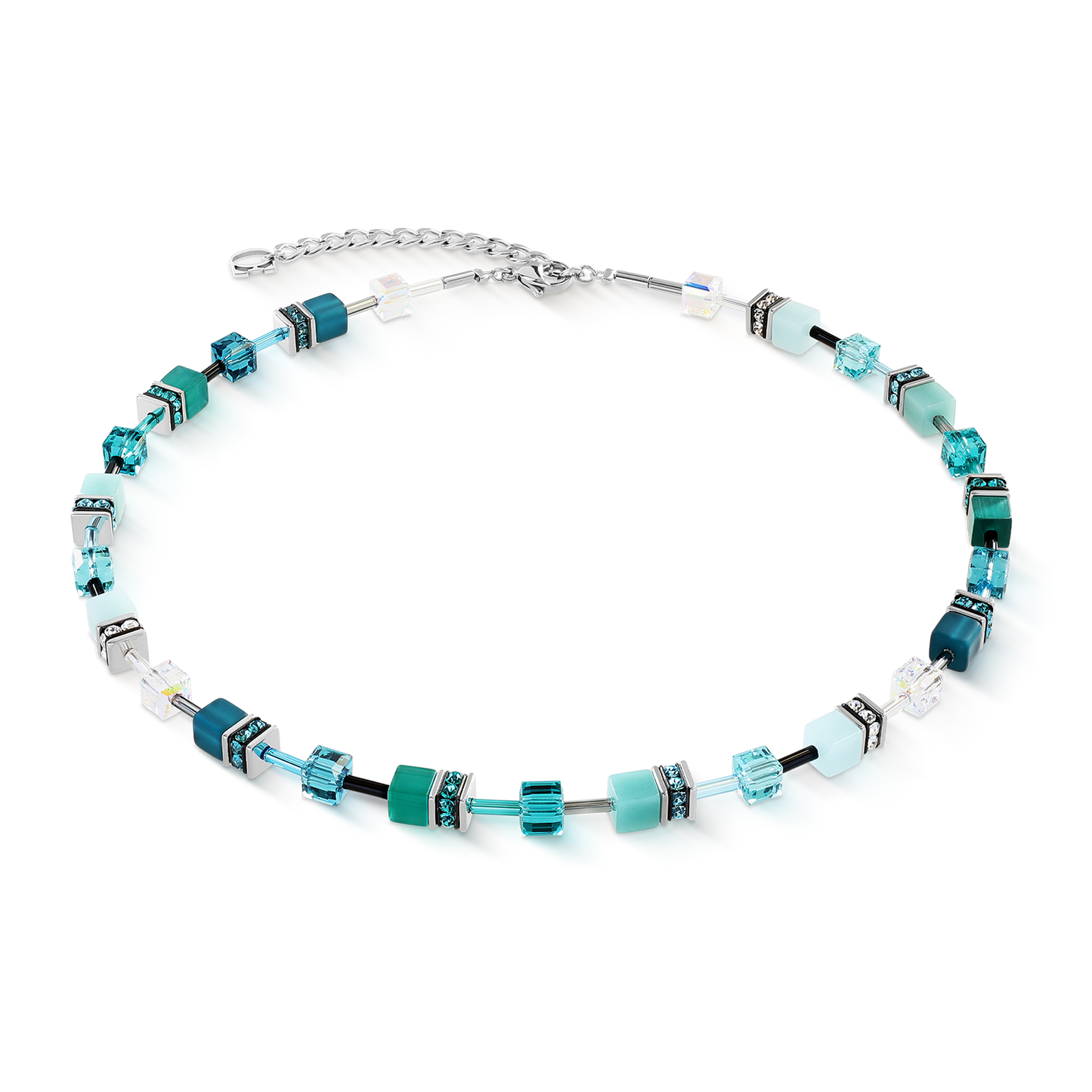GeoCUBE® Iconic necklace Teal silver
