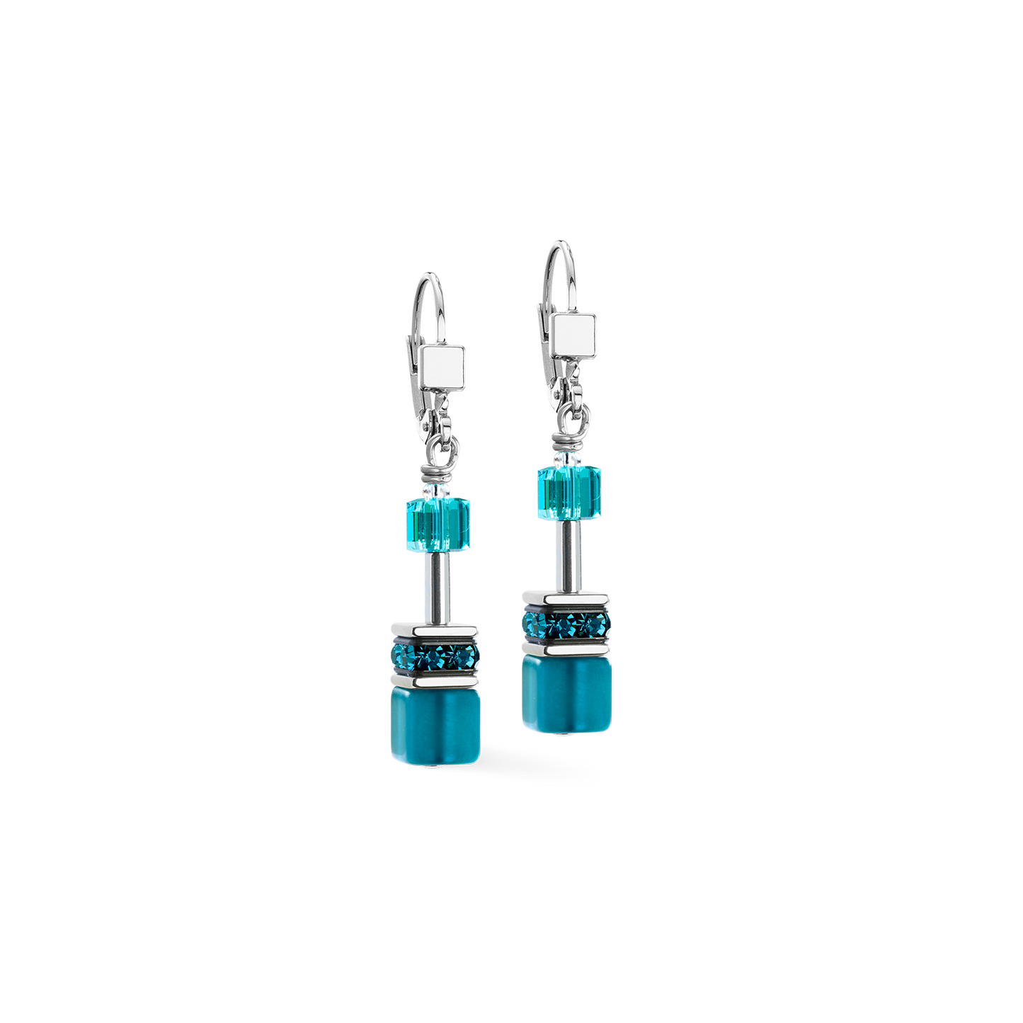 GeoCUBE® Iconic earrings Teal silver
