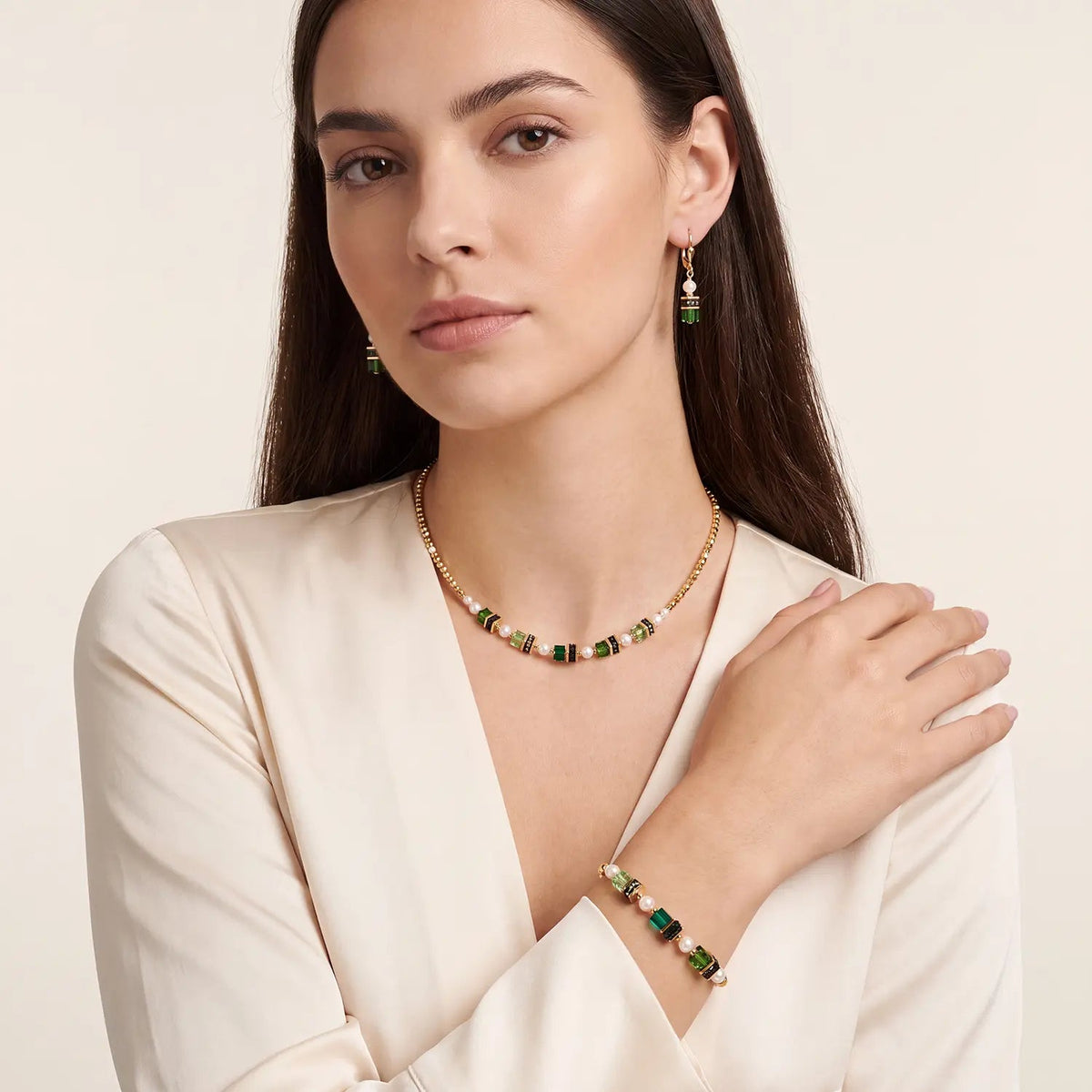 Necklace Sparkling Princess gold-emerald