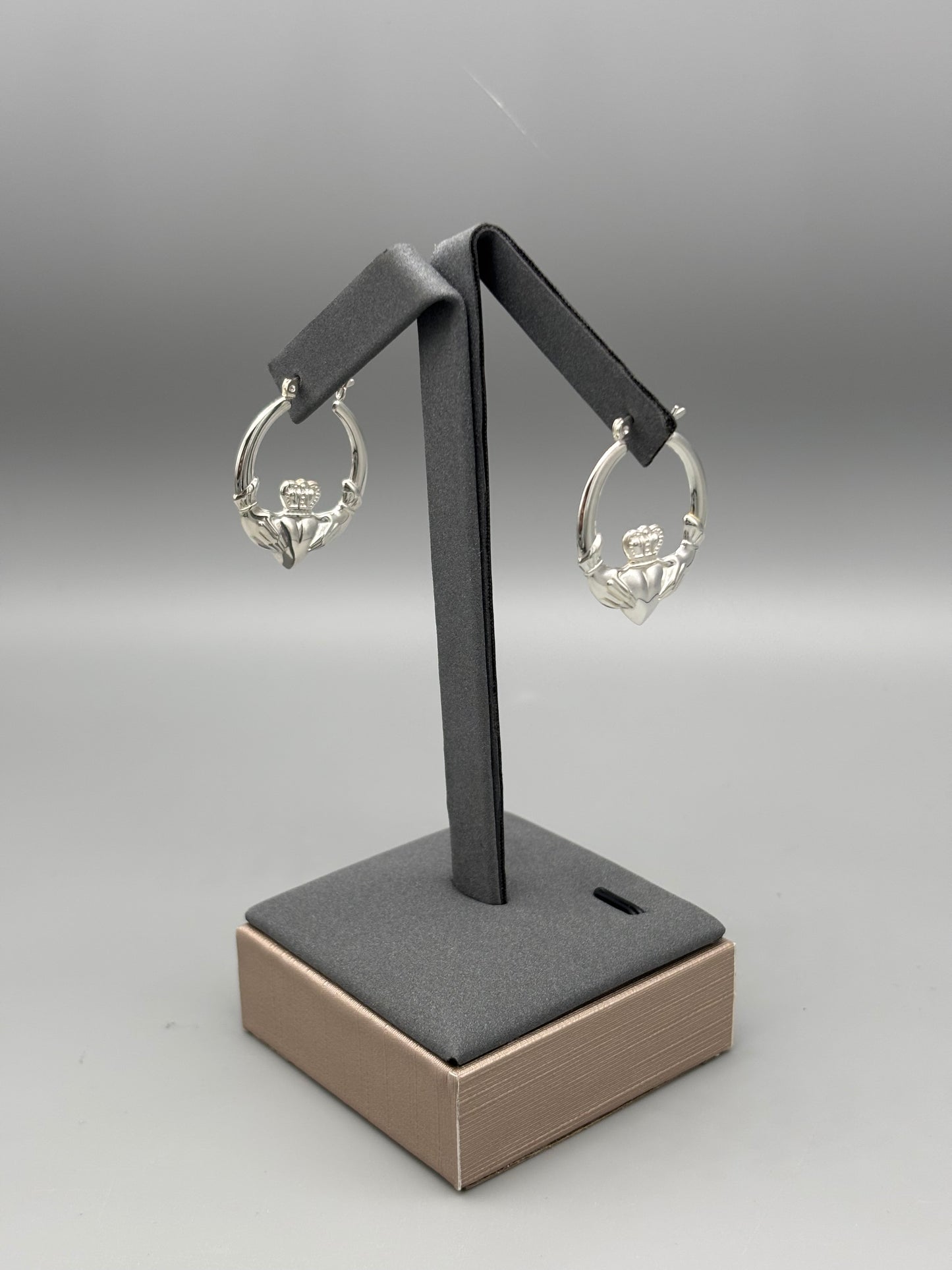 Sterling silver Claddagh hoops large