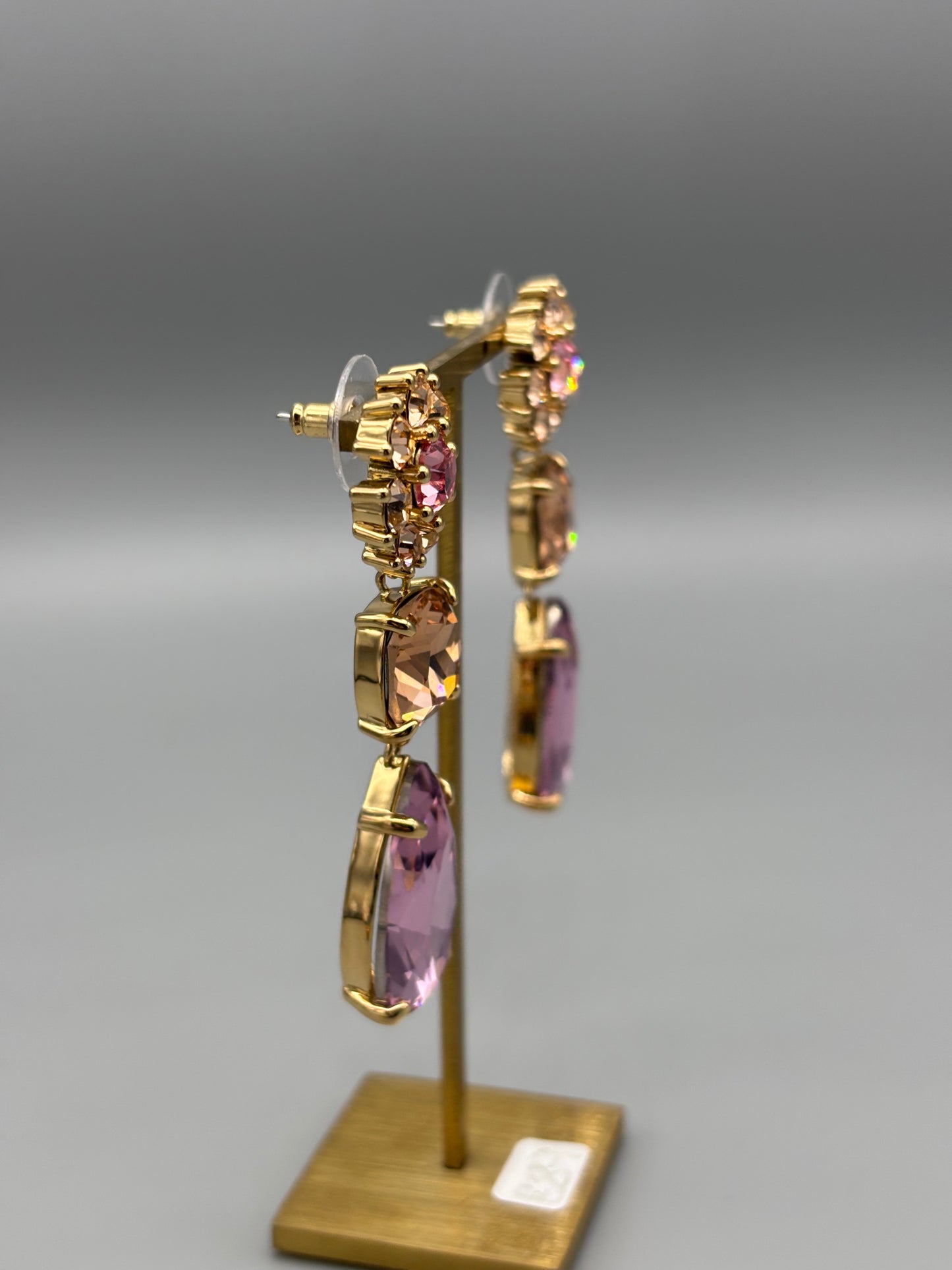 Dyberg Kern pink tone statement gold earrings