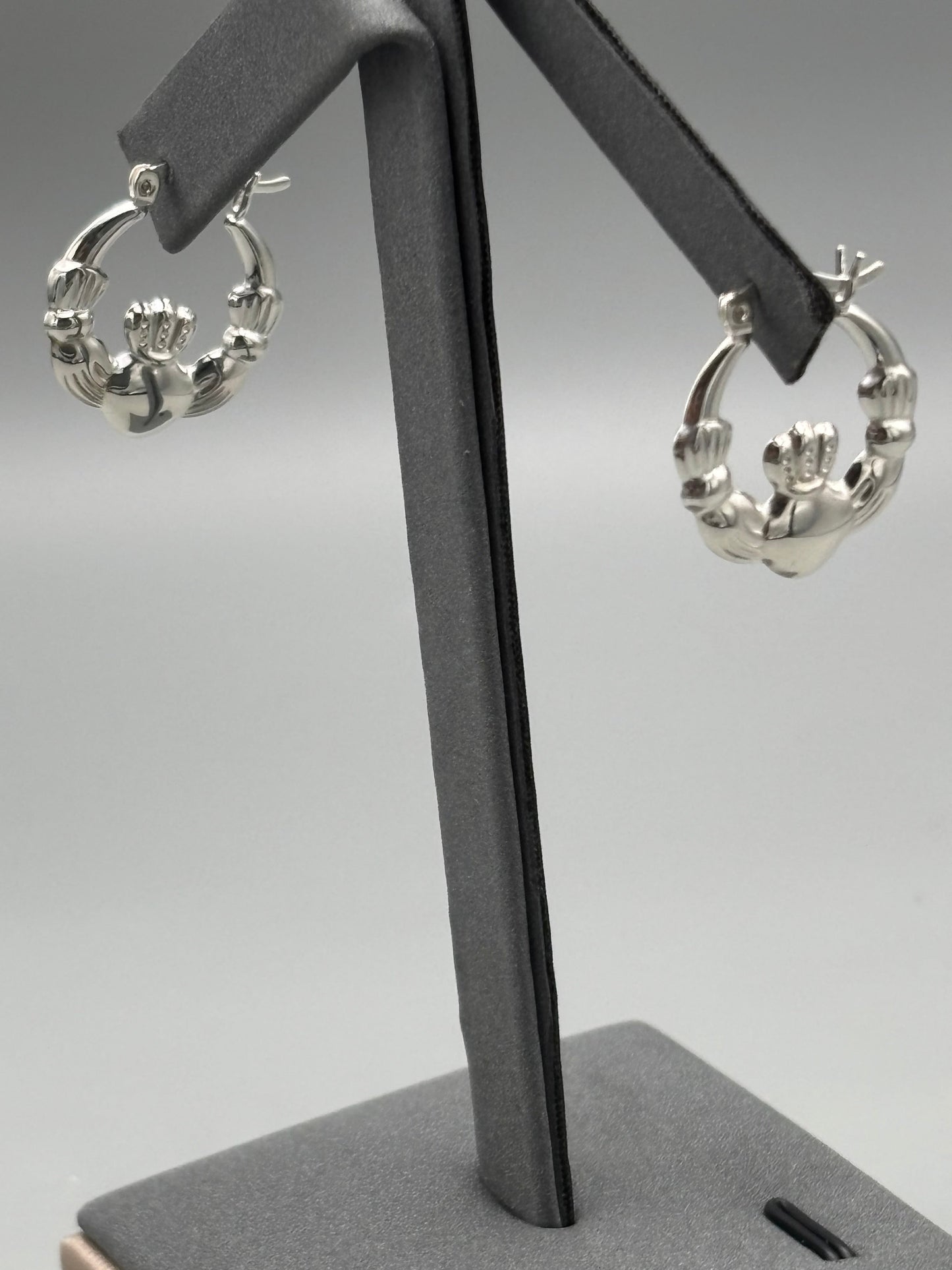 Sterling silver Claddagh hoops small