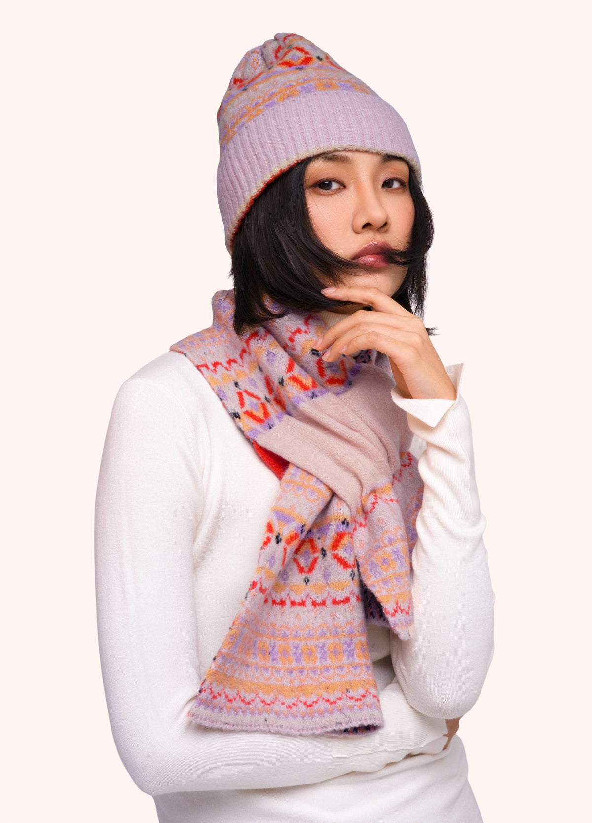 Fair Isle Scarf in Cream Mix