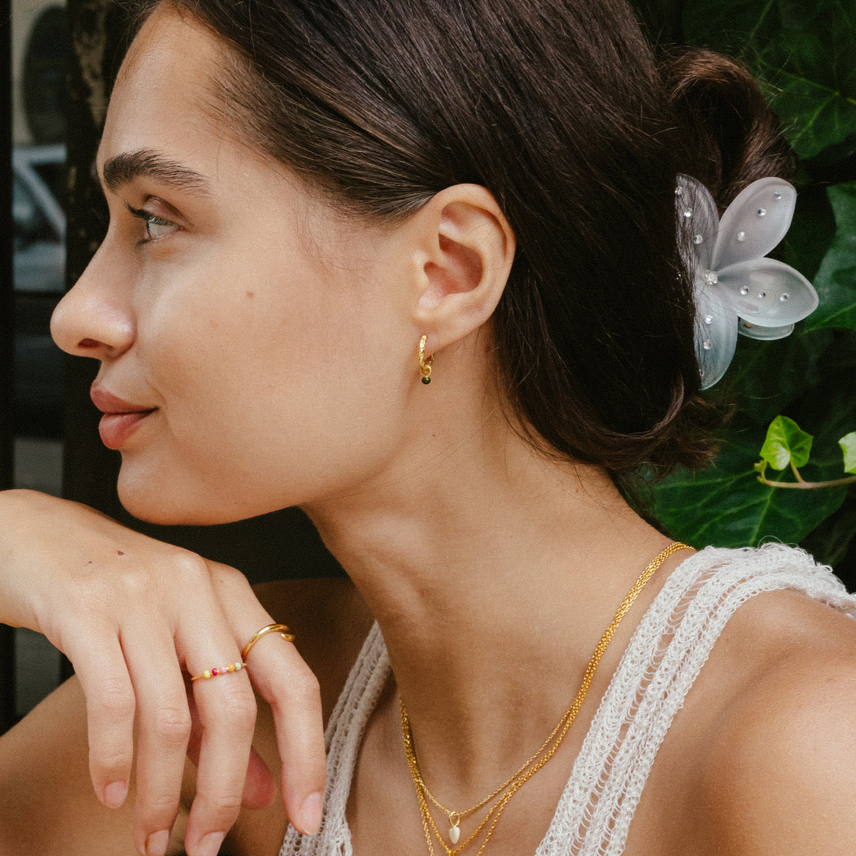 Belle Hoops in Khaki