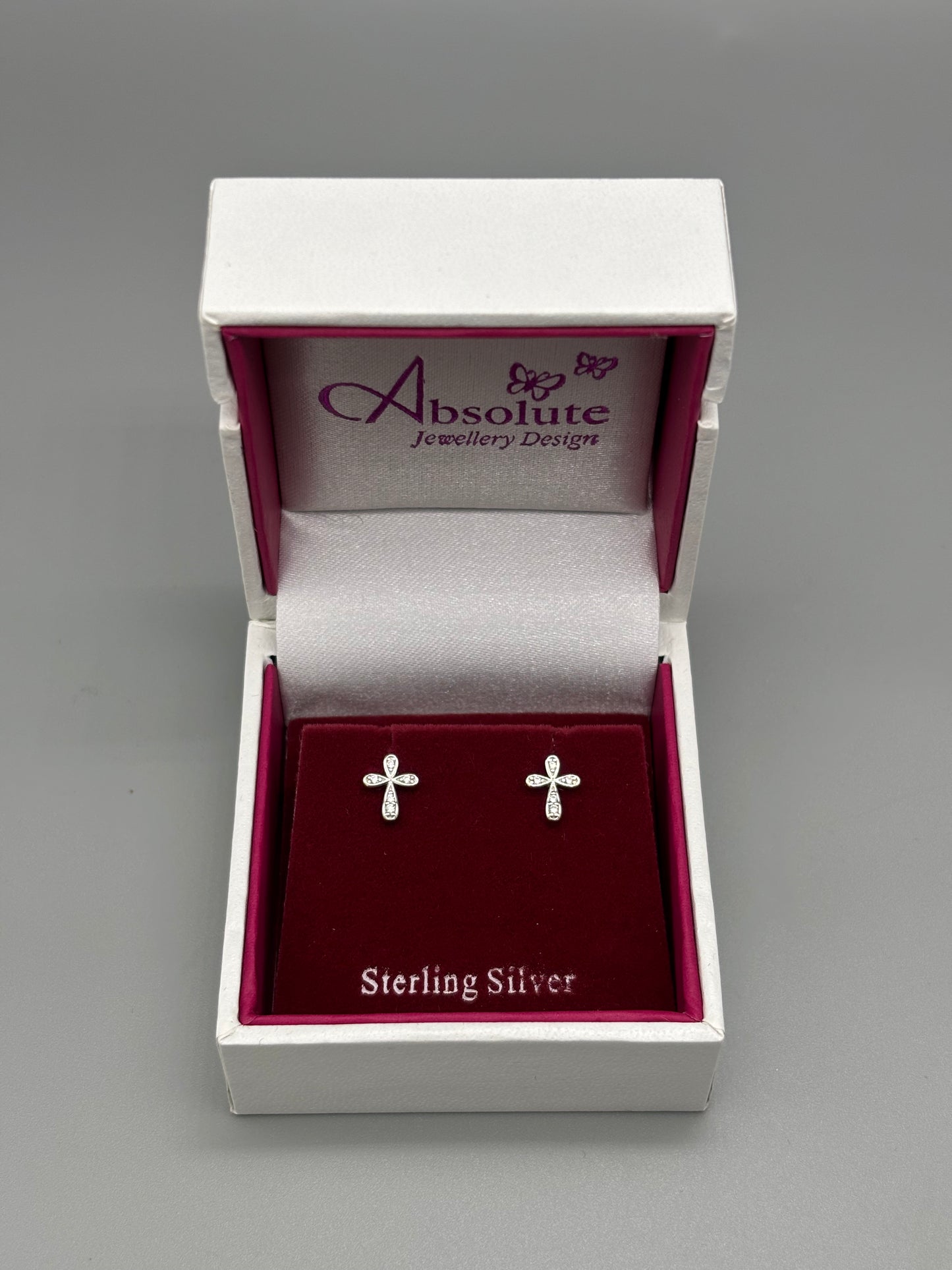 Children's Silver cross earring (8mm)
