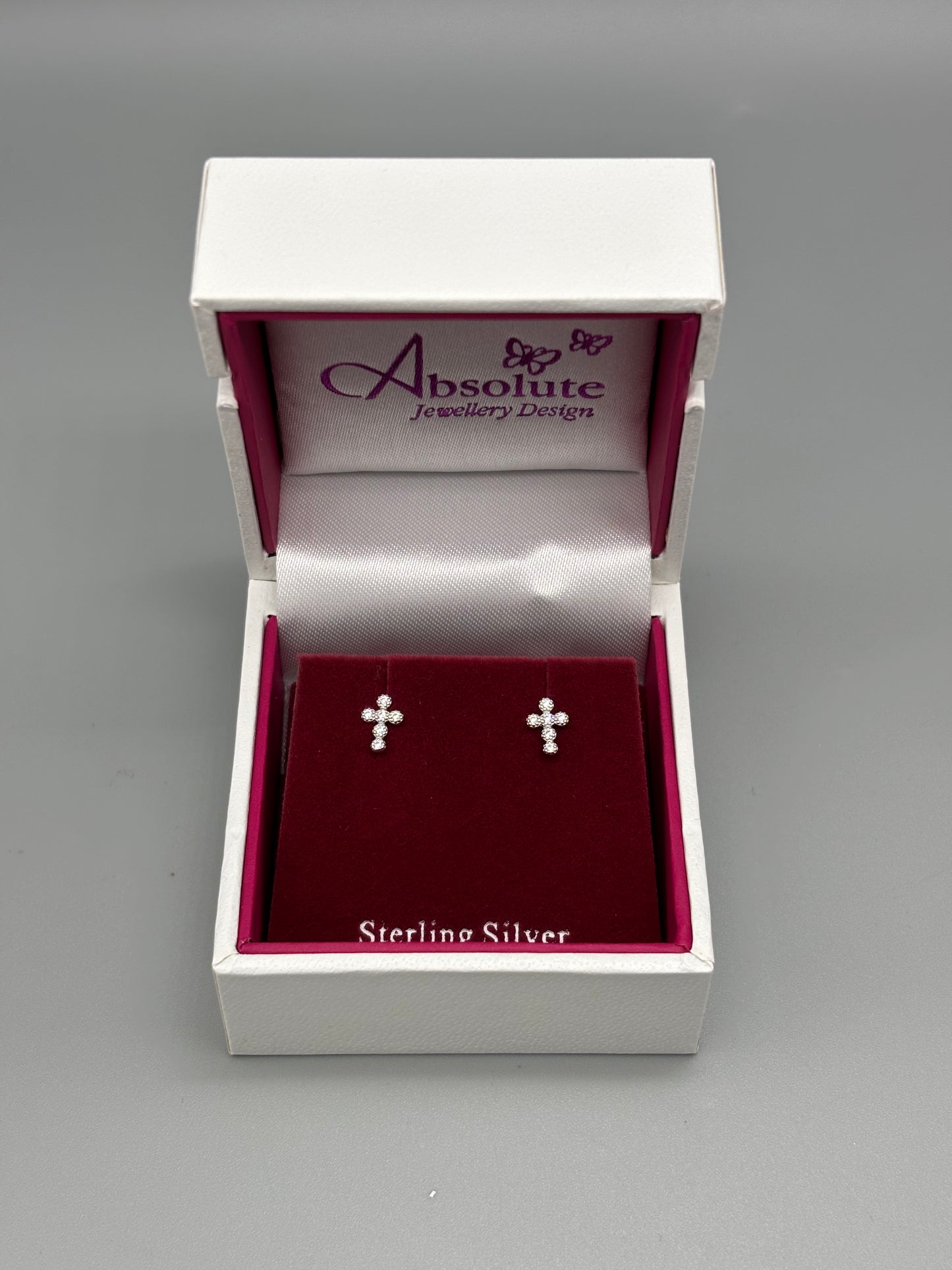 Children's Silver cross earring (7mm)