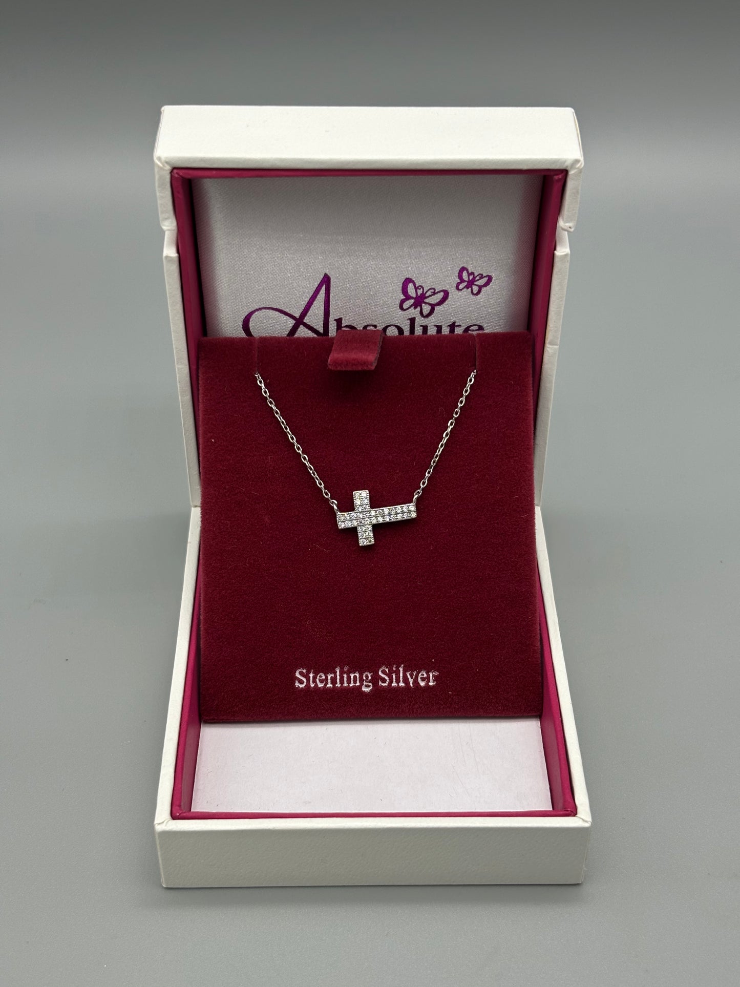 Children's Silver cross & chain- horizontal (15mm)