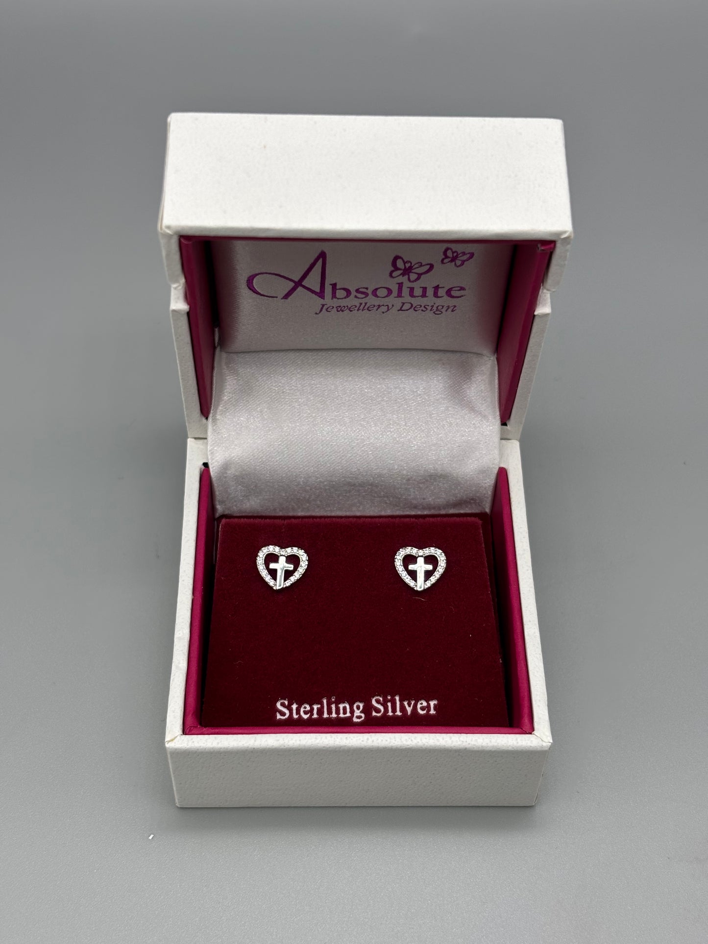 Children's Silver heart and cross earrings