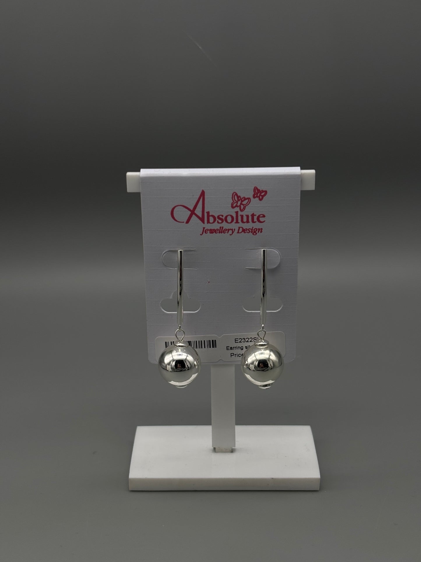 Absolute silver drop earring with ball