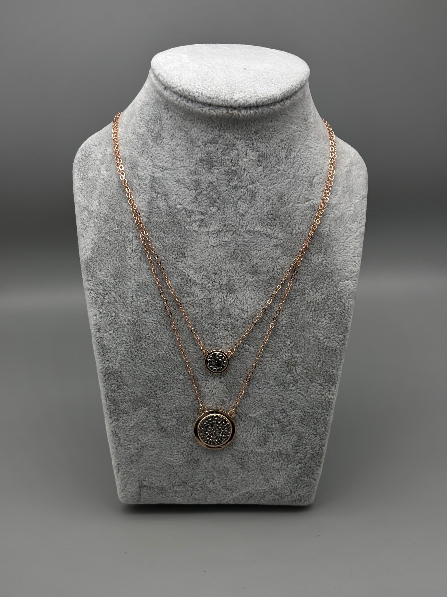 Absolute rosegold necklace 2-goered hematite stones