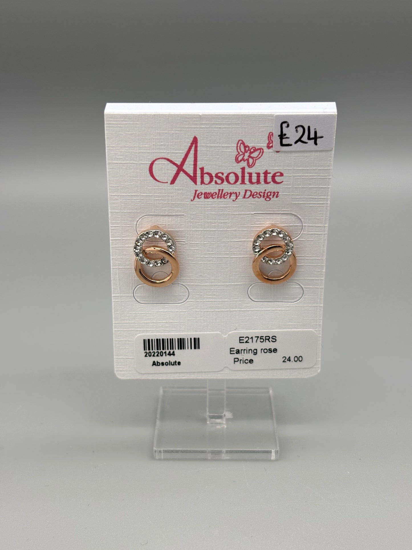 Absolute double circle Rosegold/cz earring