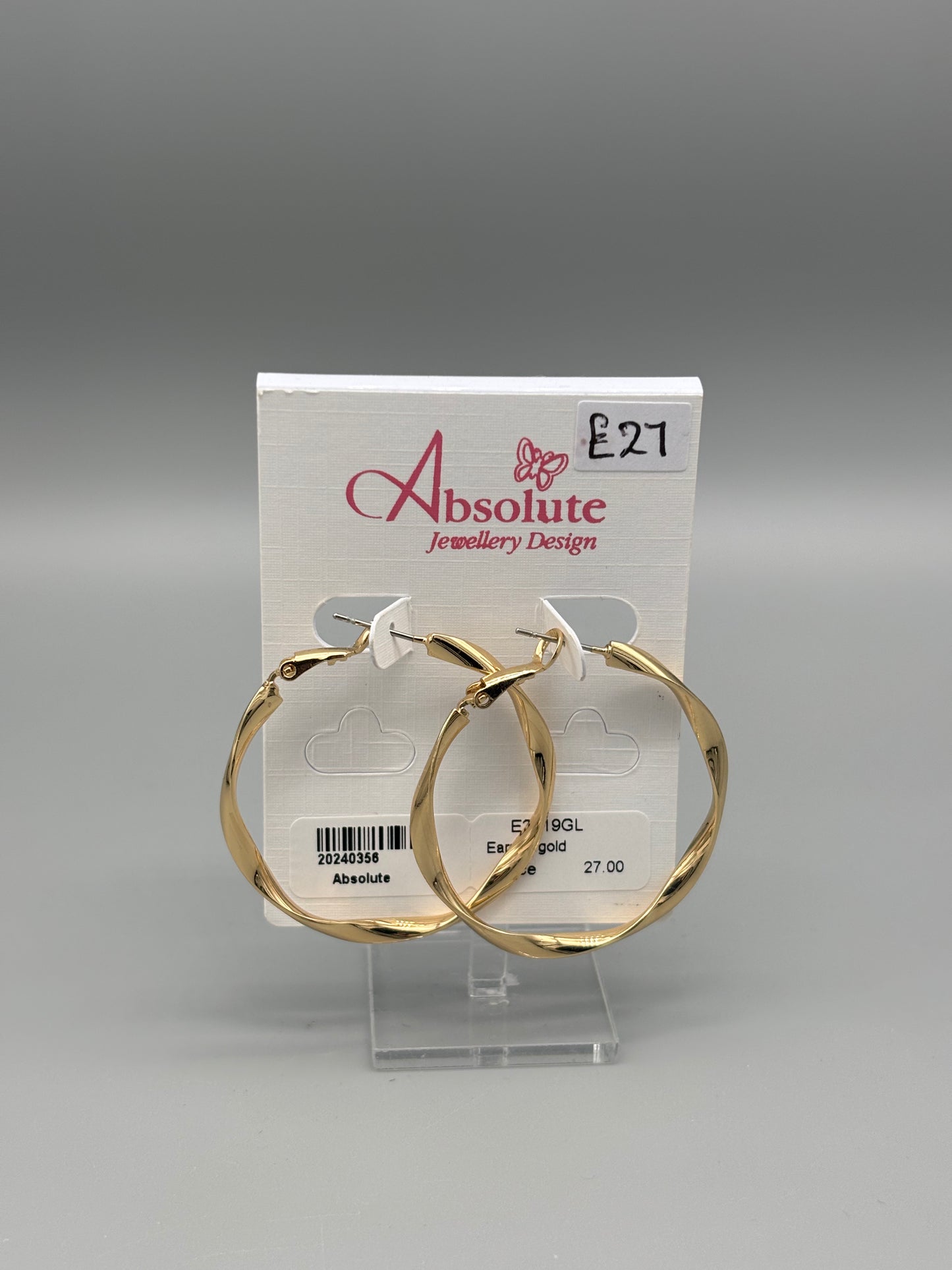 Absolute gold twist effect hoop earring