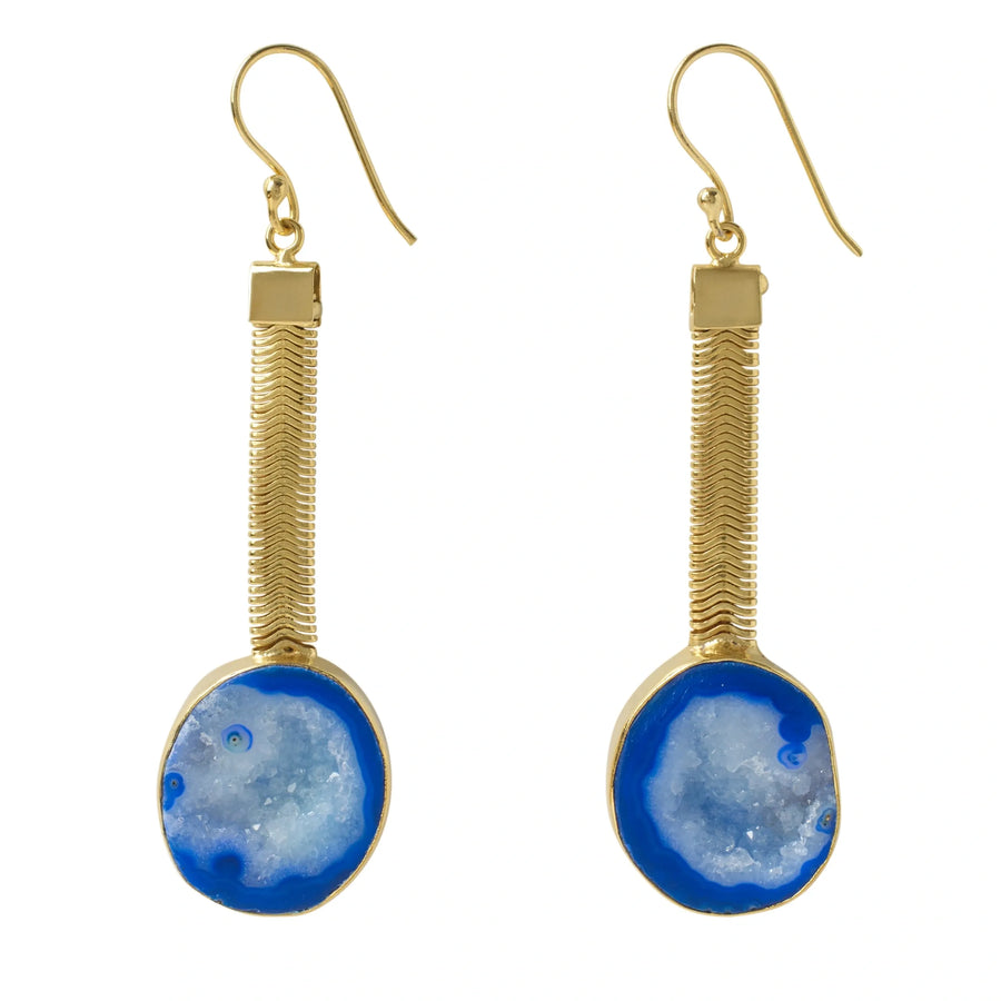 Blue Geode Drop Gemstone Earrings