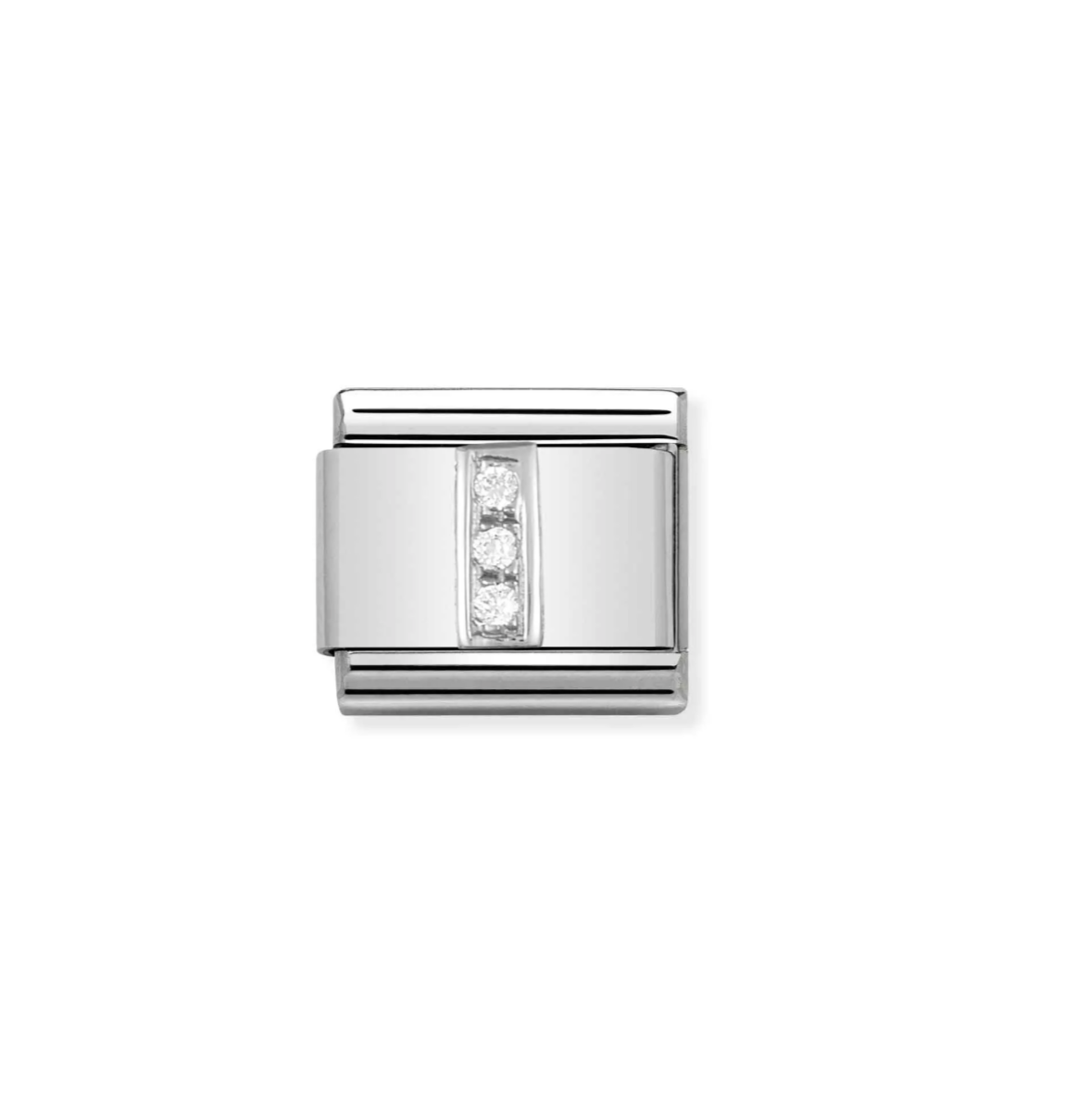 Nomination silver charm with cz's- letter I