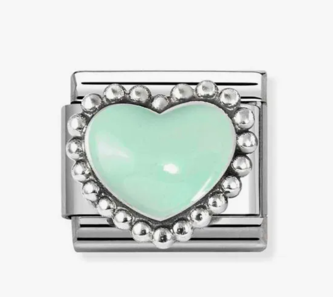 Nomination charm silver/ pastel green heart