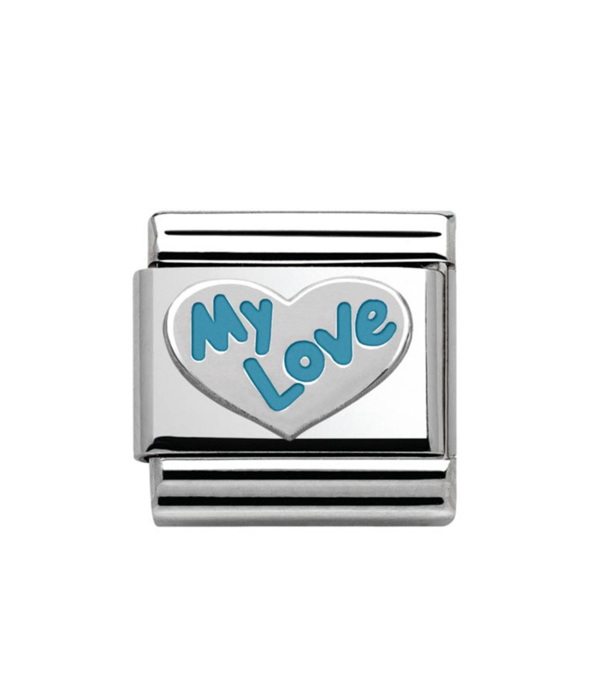 Nomimation silver 'my love' heart blue