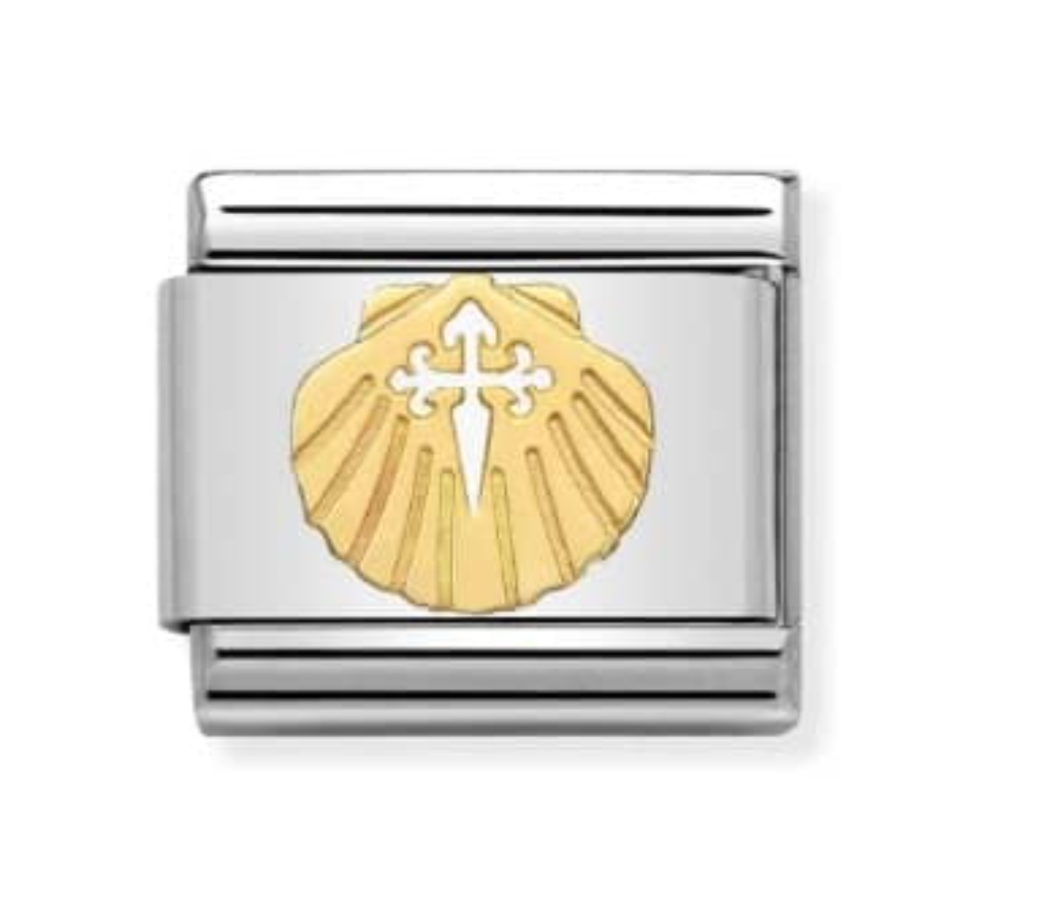 Nomination plain gold shell with cross