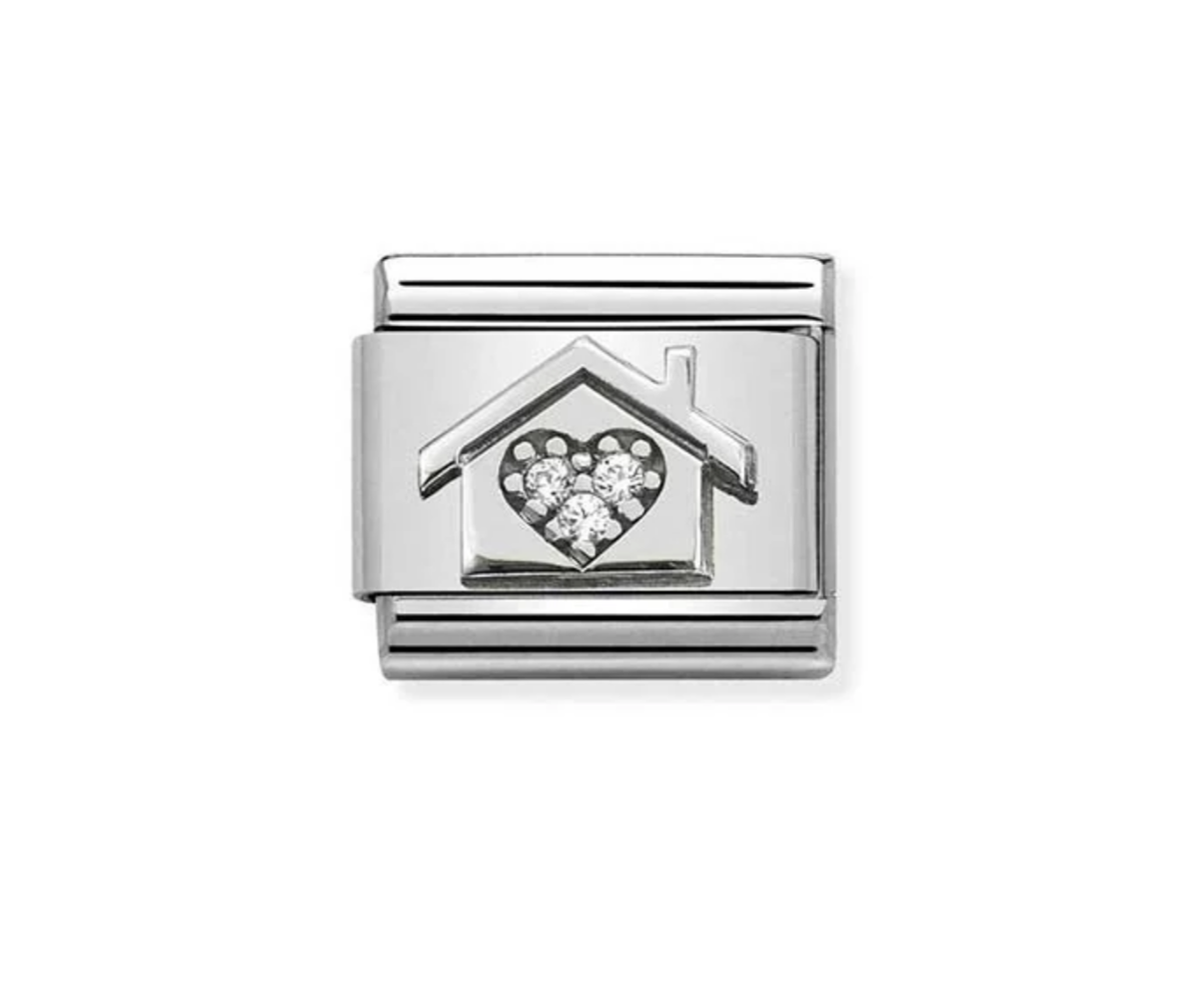 Nomimation silver cz home house charm