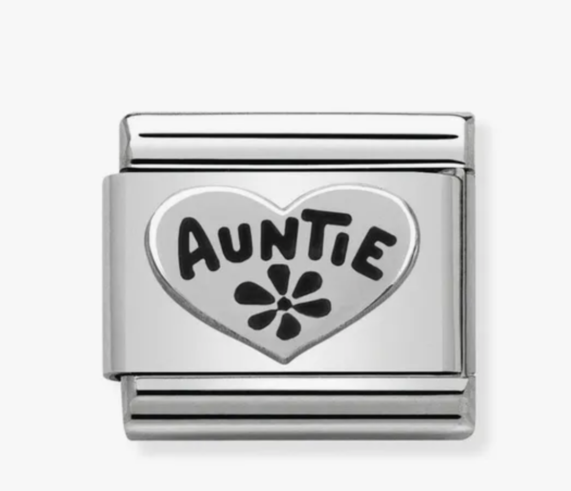 Nomination silver charm auntie in heart