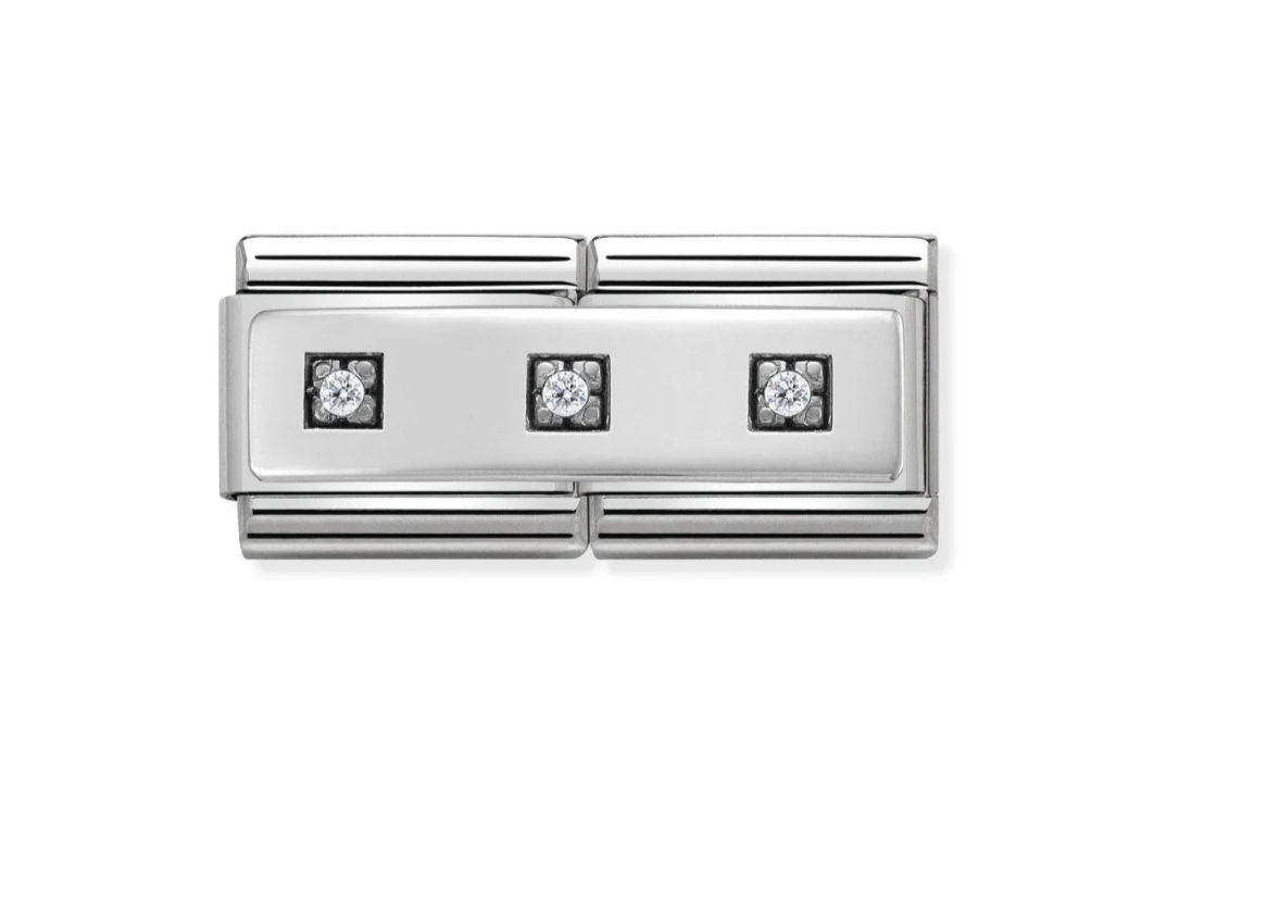 Nomination silver double charm 3 cz