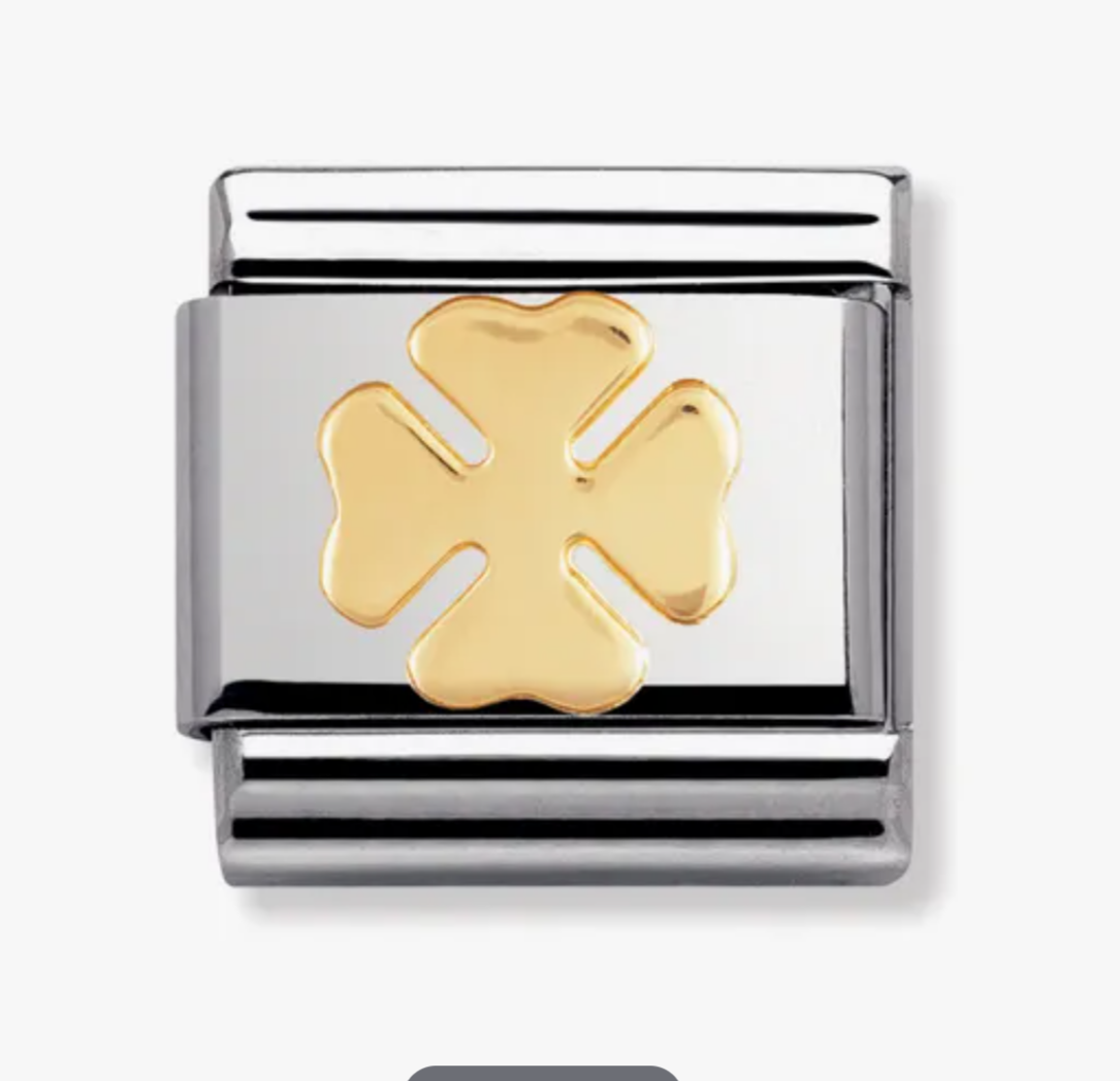 Nomimation plain gold 4 leaf Clover