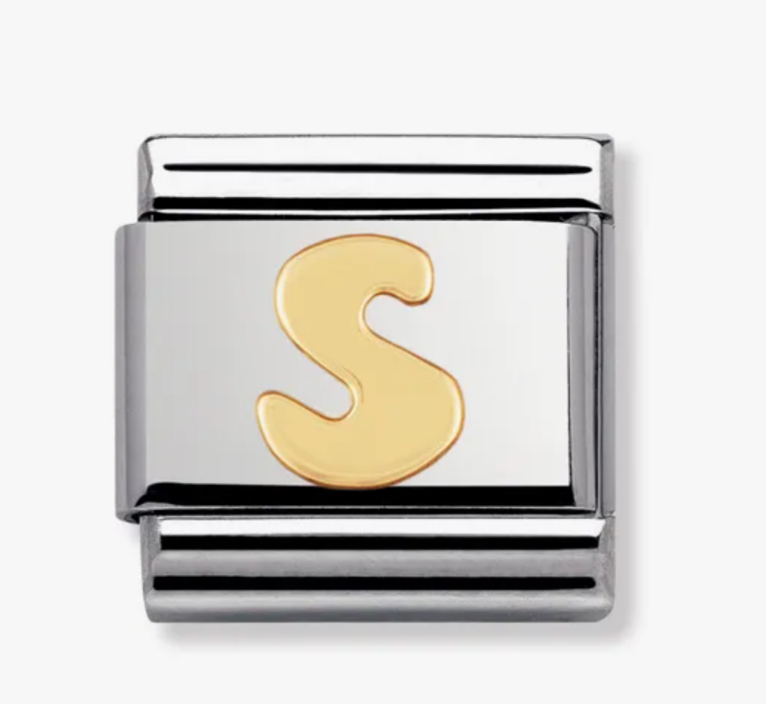 Nomimation plain gold letter S charm