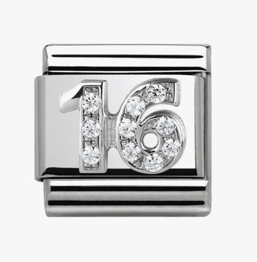 Nomimation silver cz 16 charm