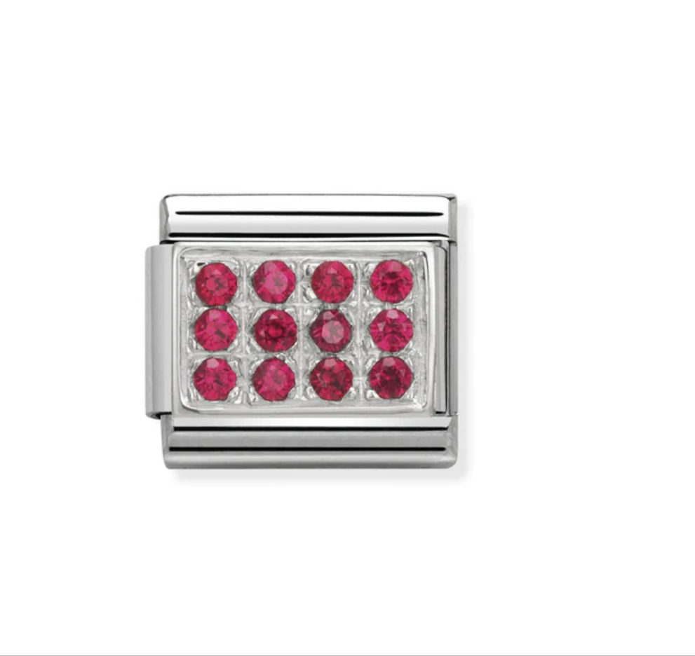 Nomination silver red pave charm