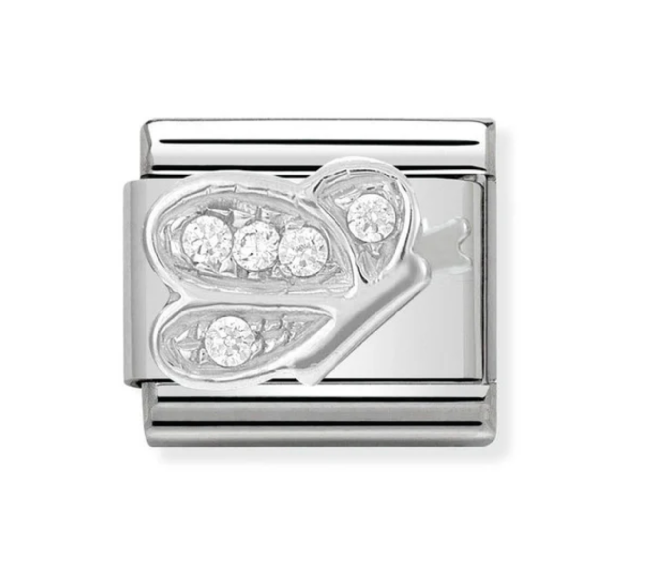 Nomimation silver cz butterfly charm