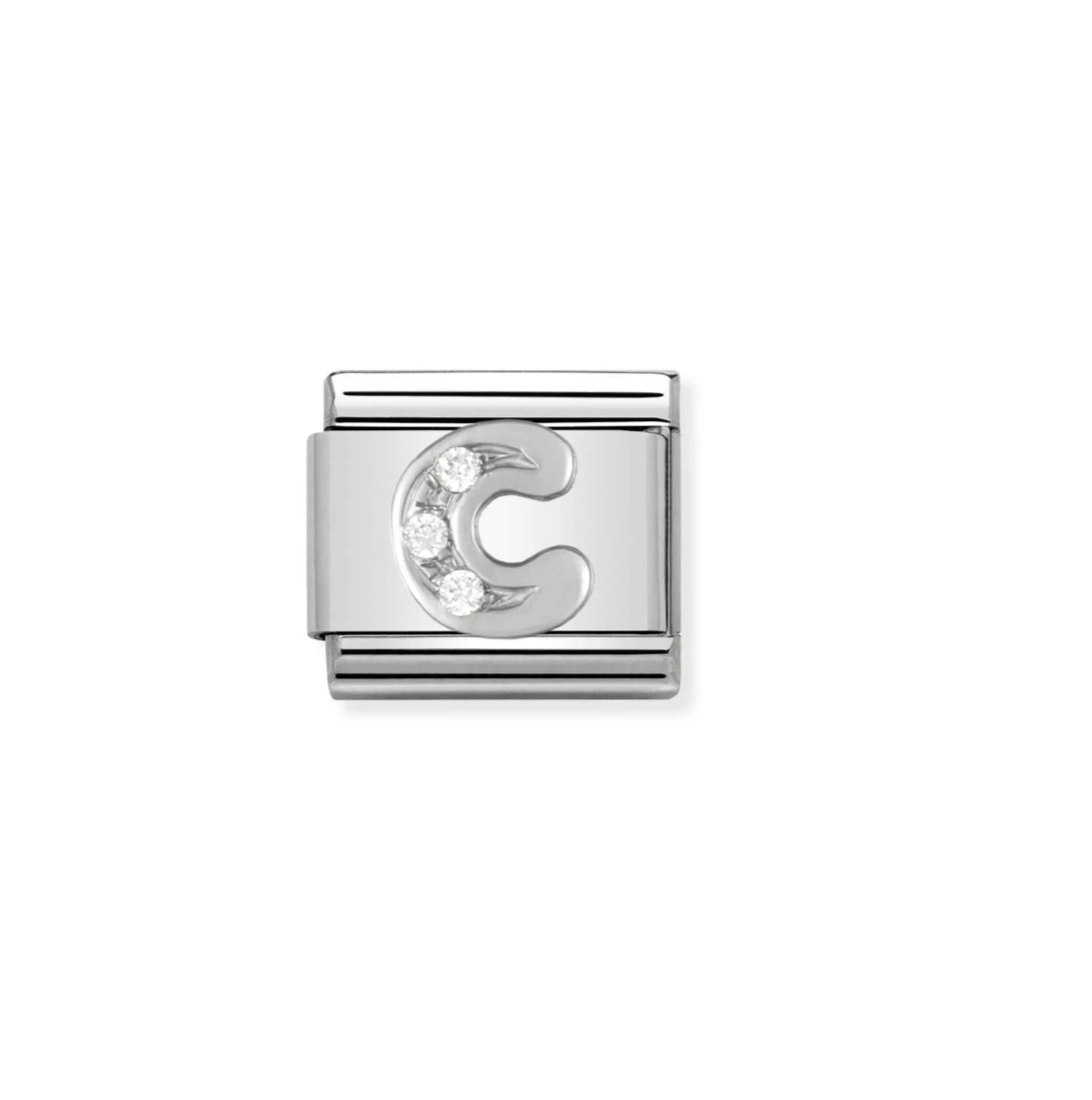 Nomination silver charm with cz's- letter C
