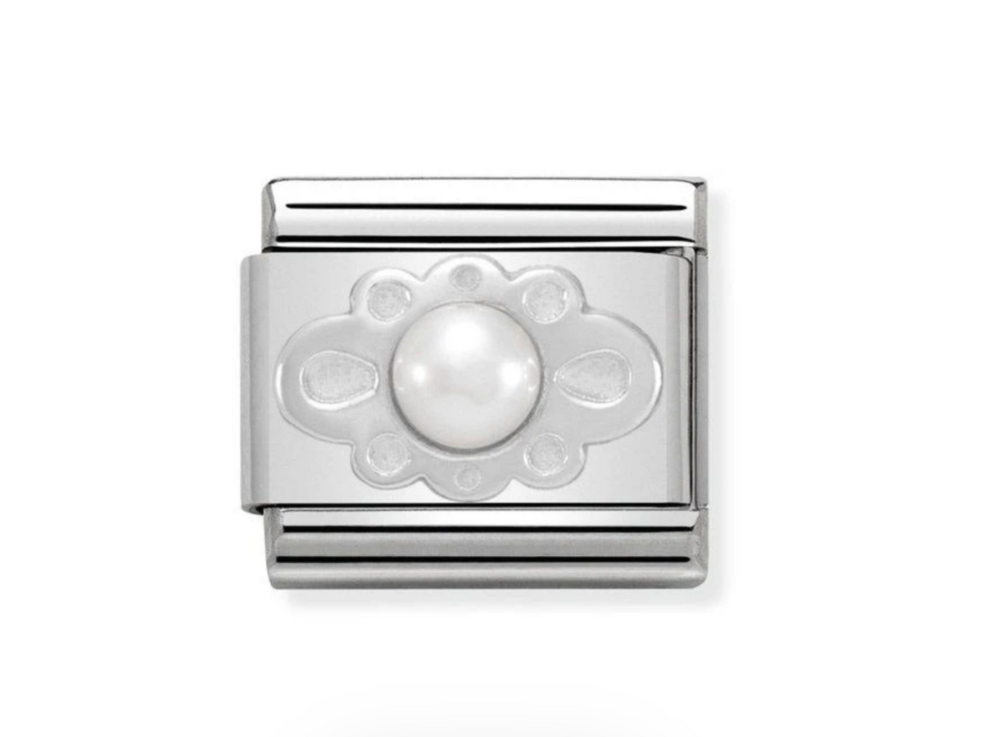 Nomination silver pearl ribbon