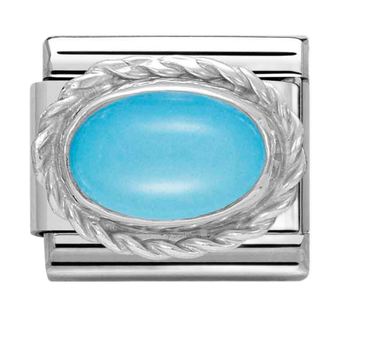 Nomimation silver oval turquoise