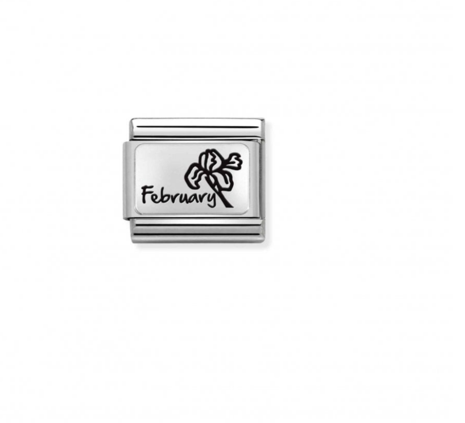 Nomination charm silver February with flower