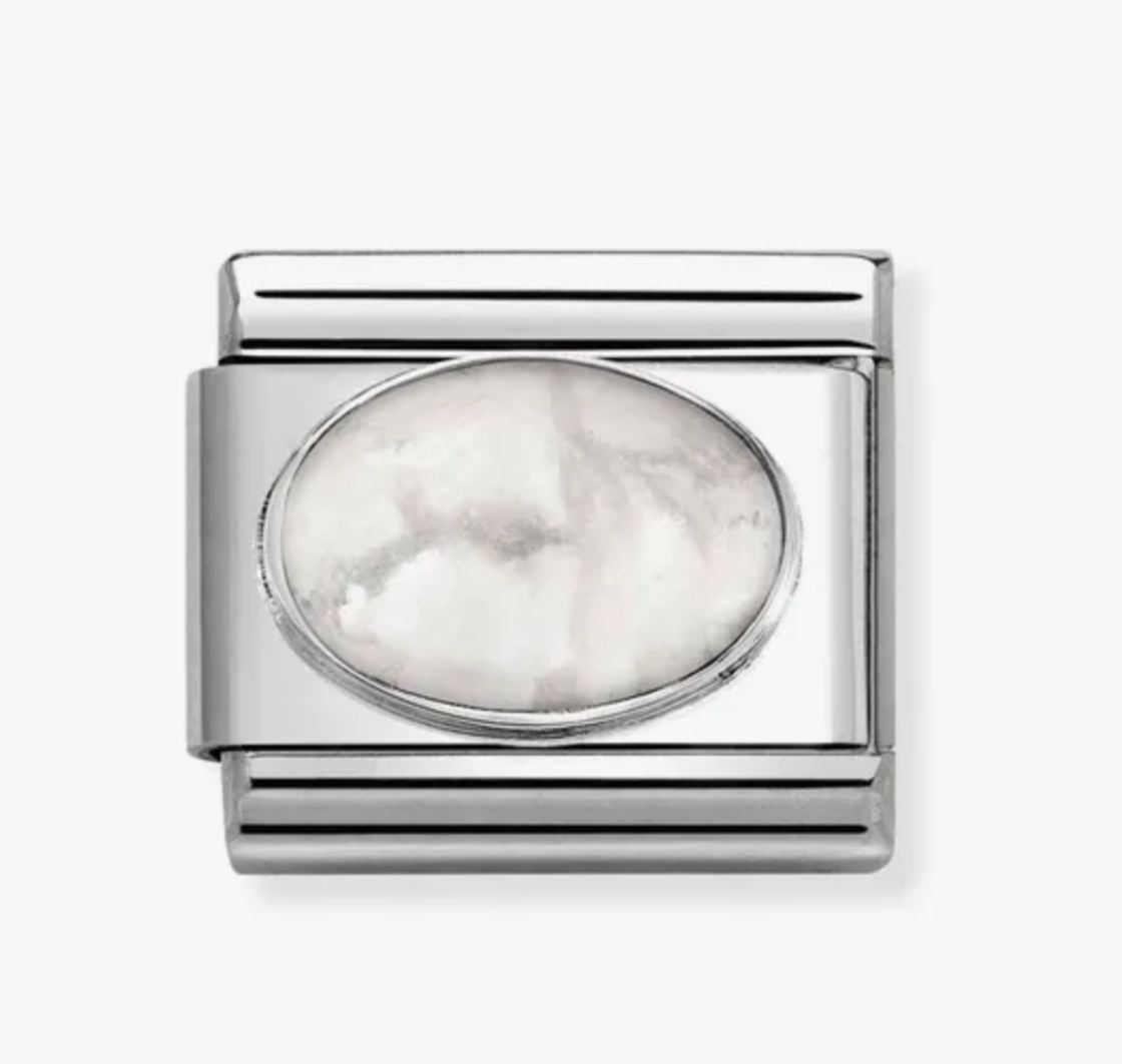 Nomination charm silver oval white howlite matt