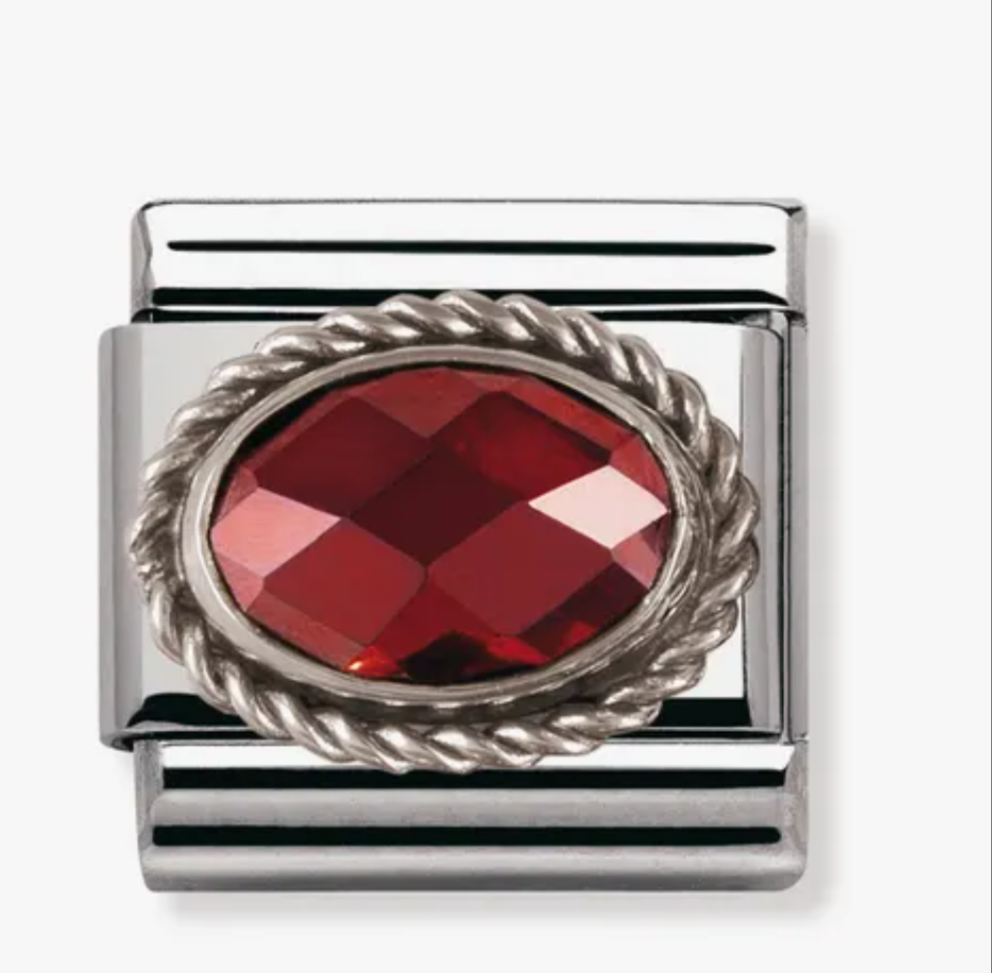 Nomination silver oval red stone (twist)