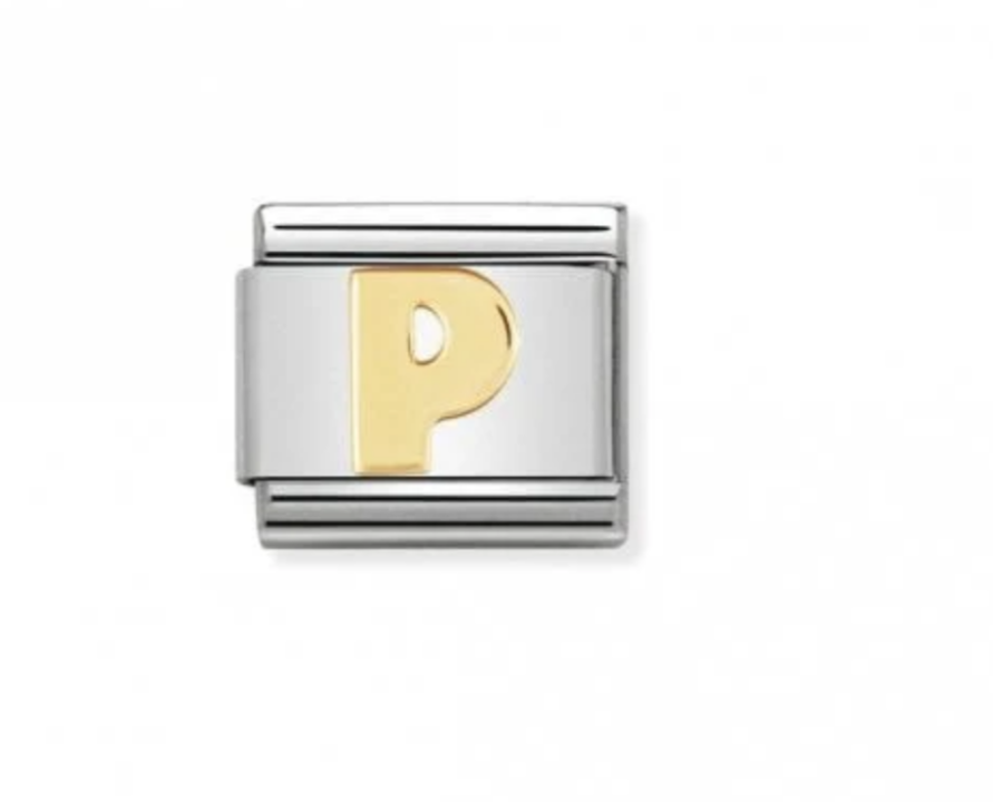 Nomimation plain gold letter P charm