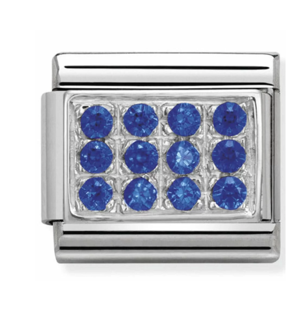 Nomimation silver blue pave charm