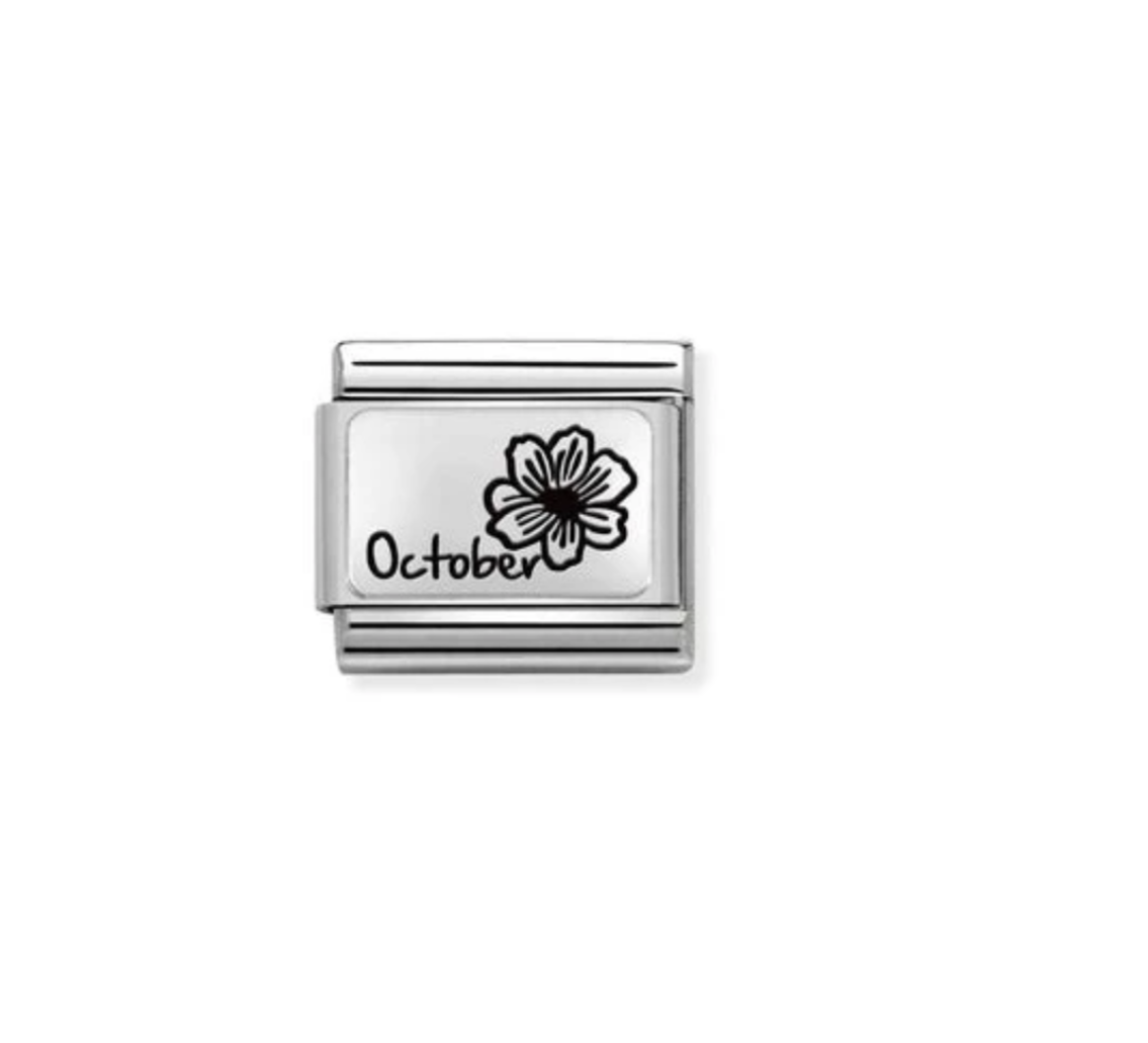 Nomination charm silver October with flower