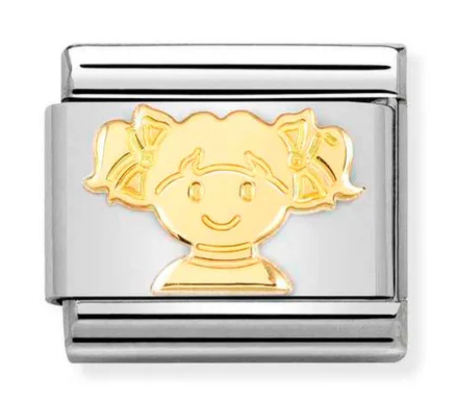 Nomimation plain gold girl pigtails