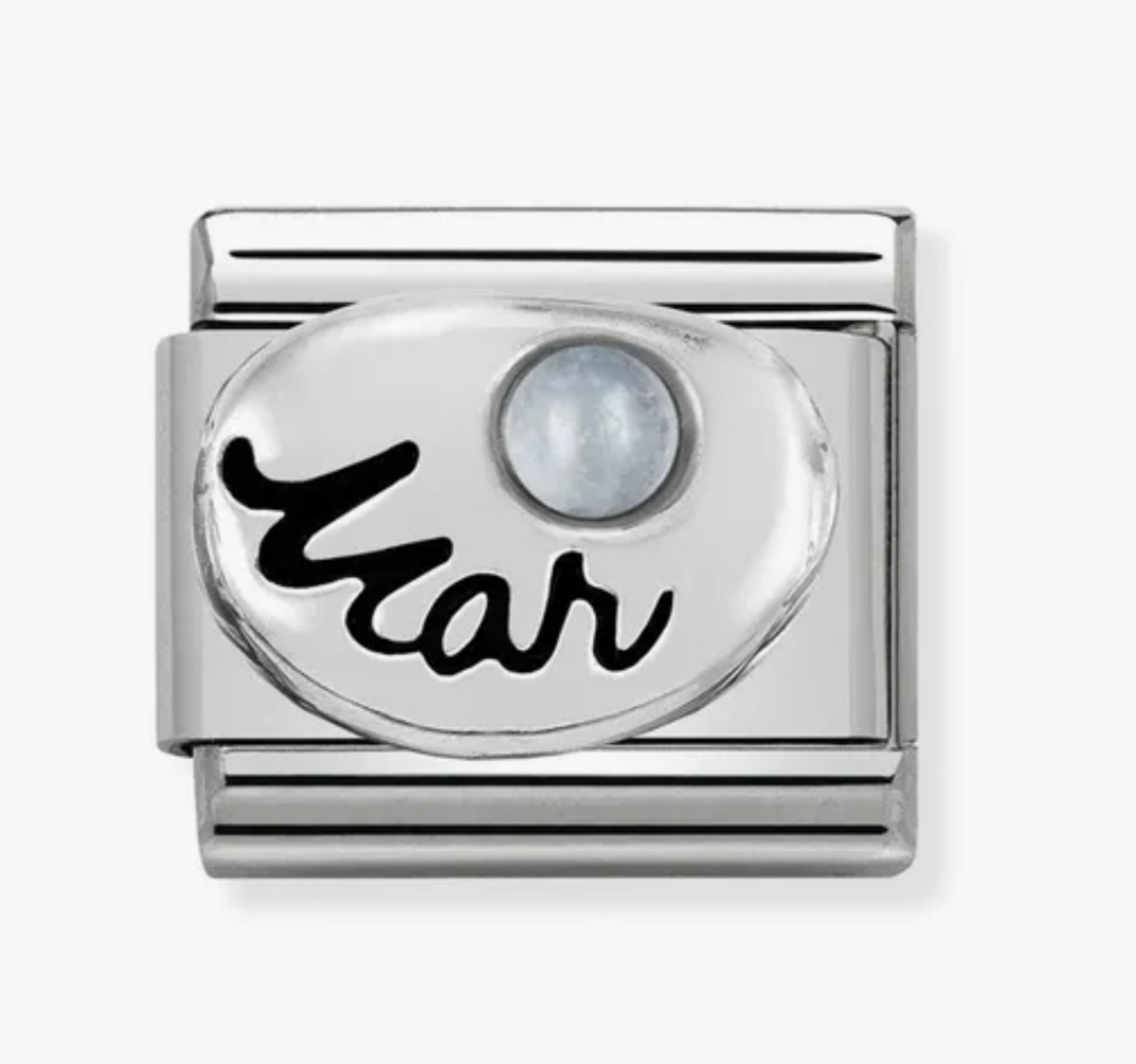 Nomimation silver March birthstone