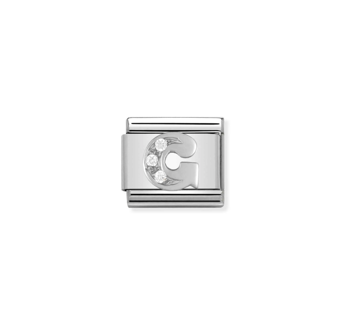 Nomination silver charm with cz's- letter G