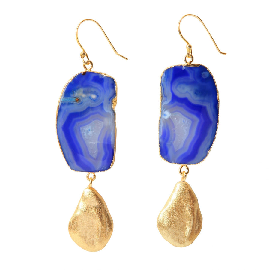 ‘Hold The Baby’ Blue Agate Statement Earrings