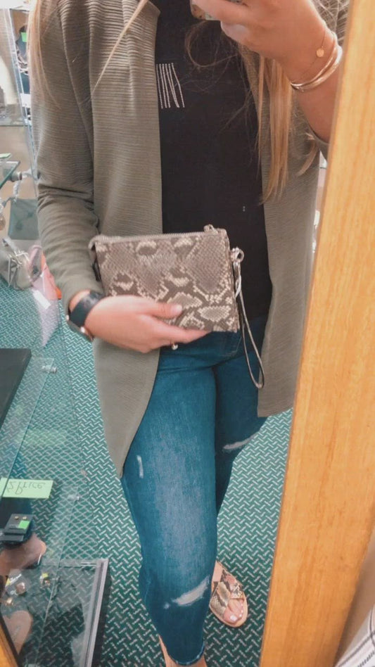 Red Cuckoo Snakeskin clutch / grab bag