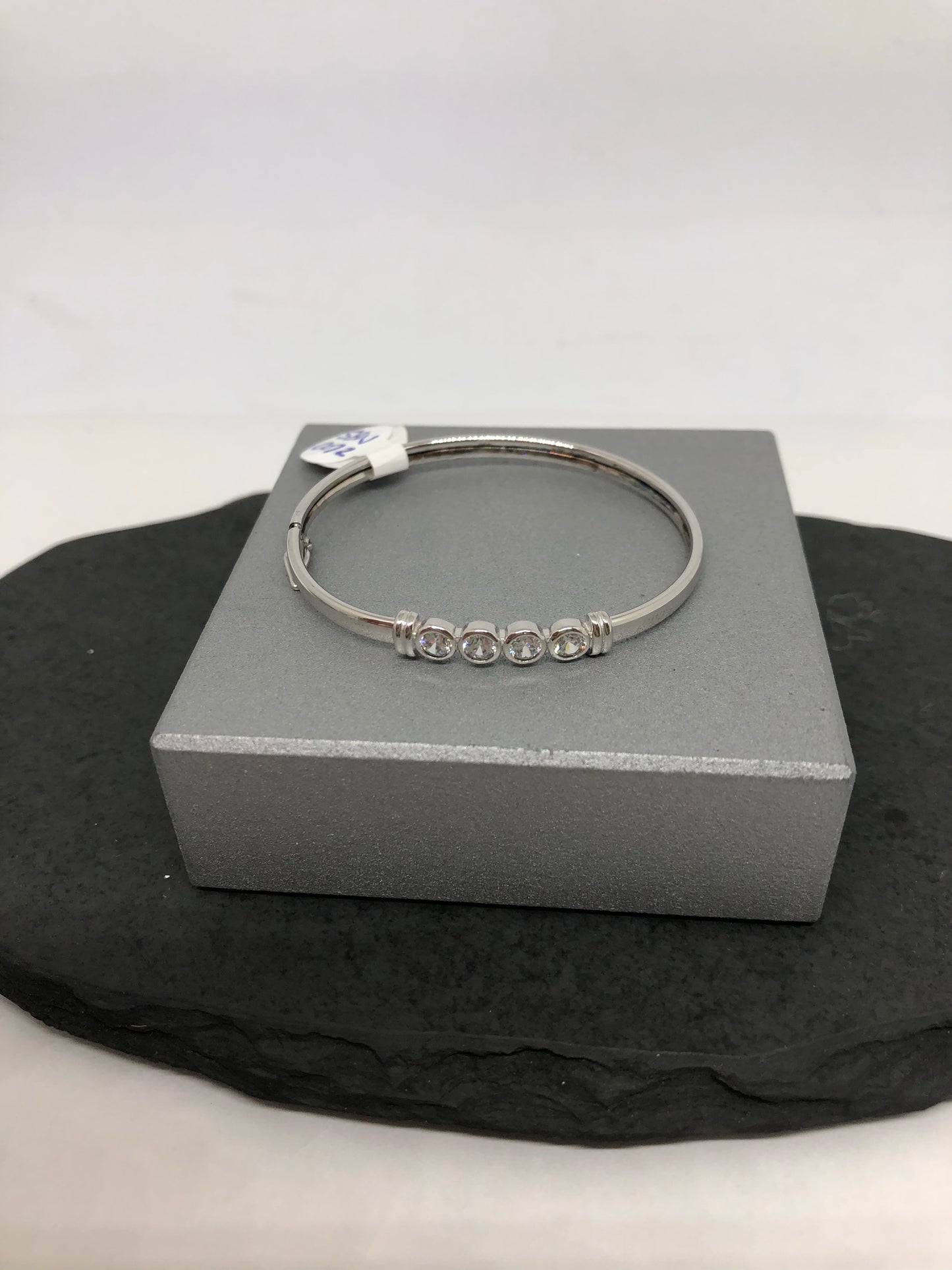 Sterling Silver Baby Bangle with Cubic Zirconias 08