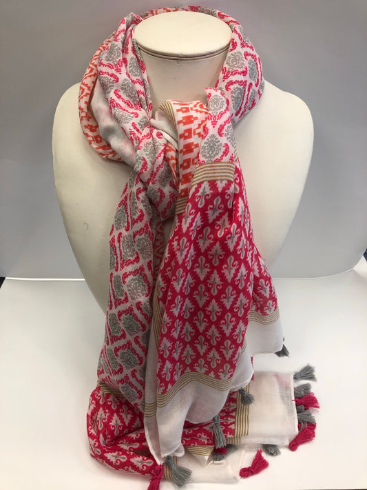 Stylish Pink Envy scarf with tassels
