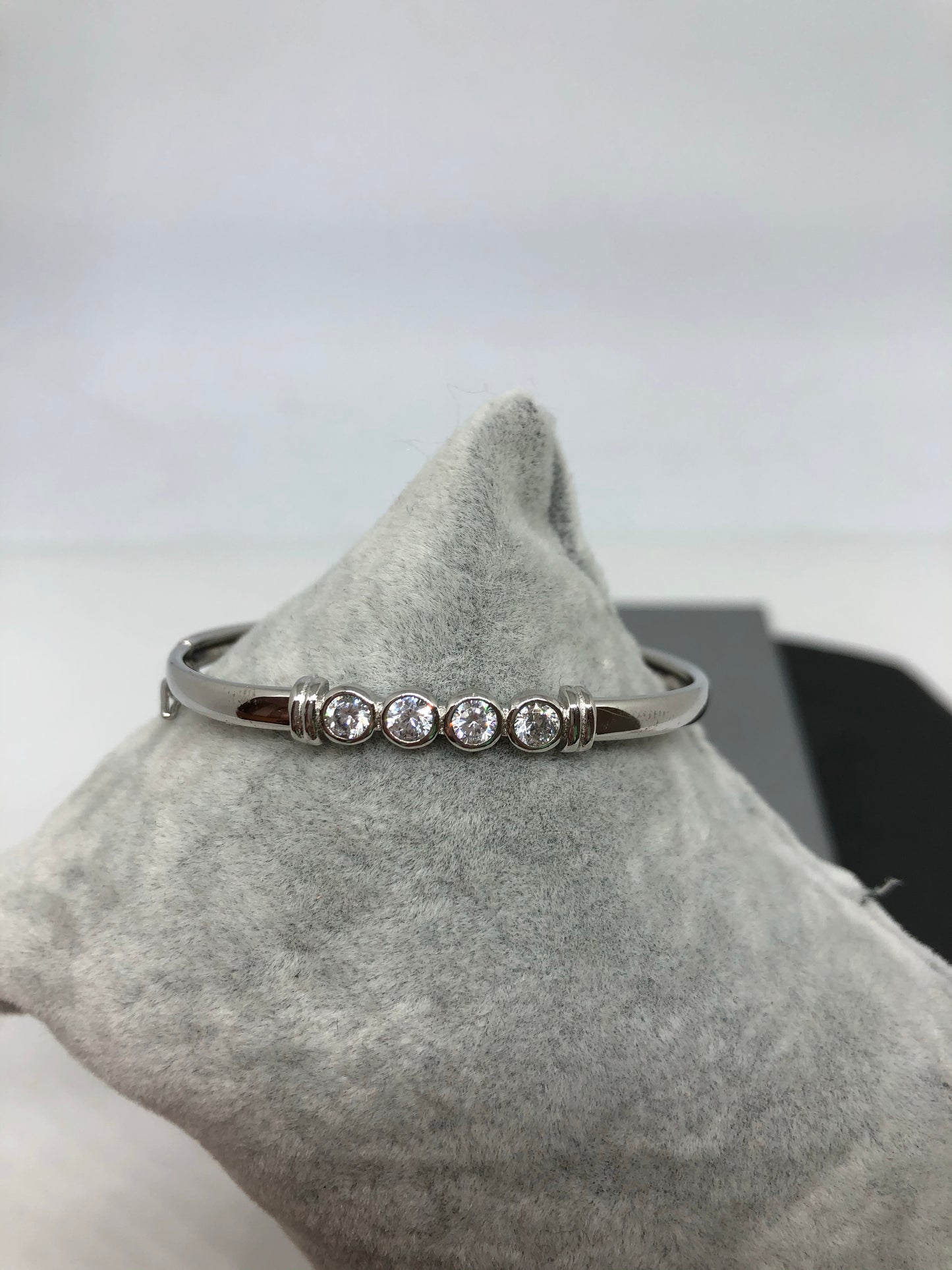 Sterling Silver Baby Bangle with Cubic Zirconias 08