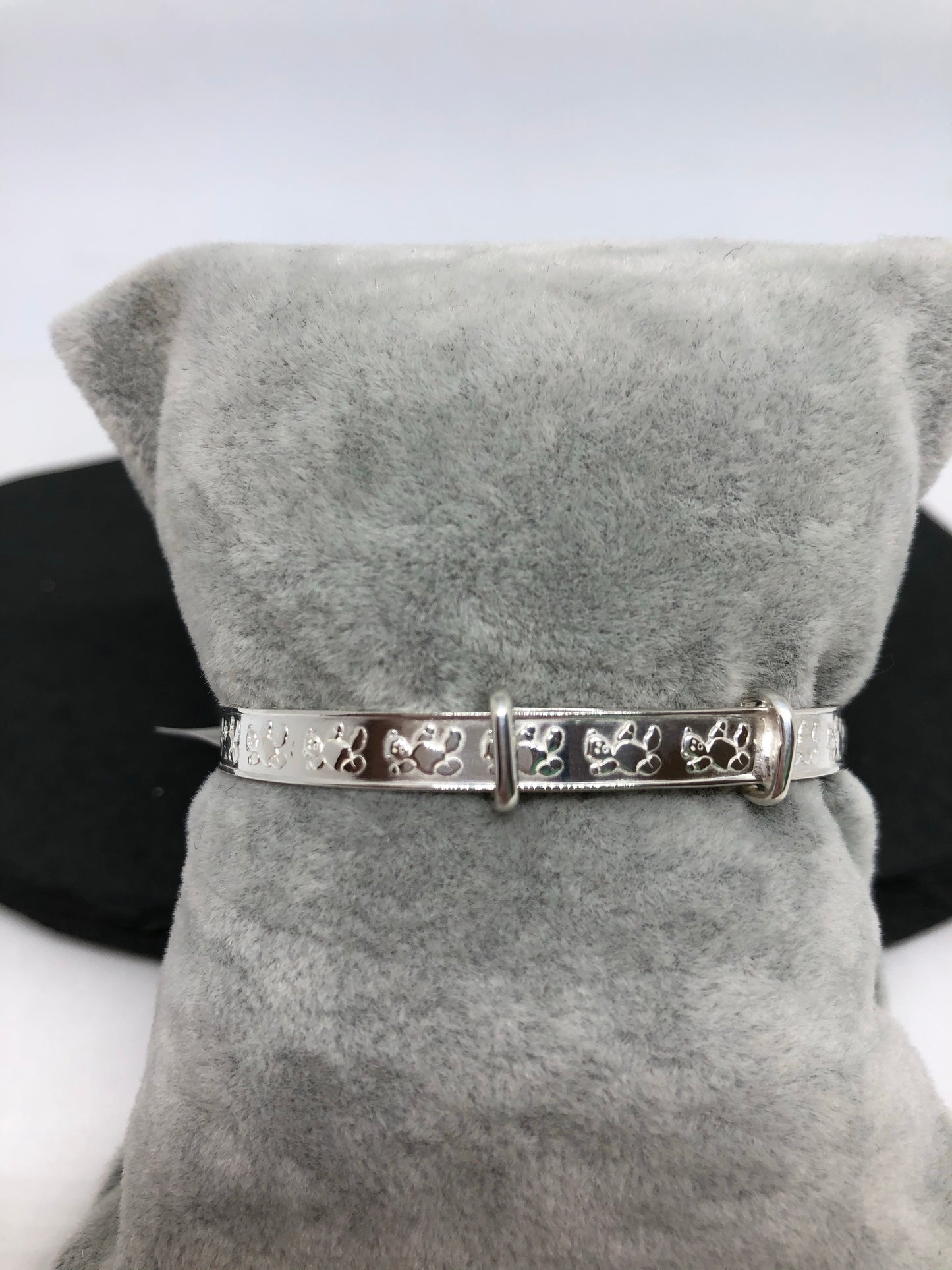 Sterling Silver Teddy bear Design Baby Bangle 011